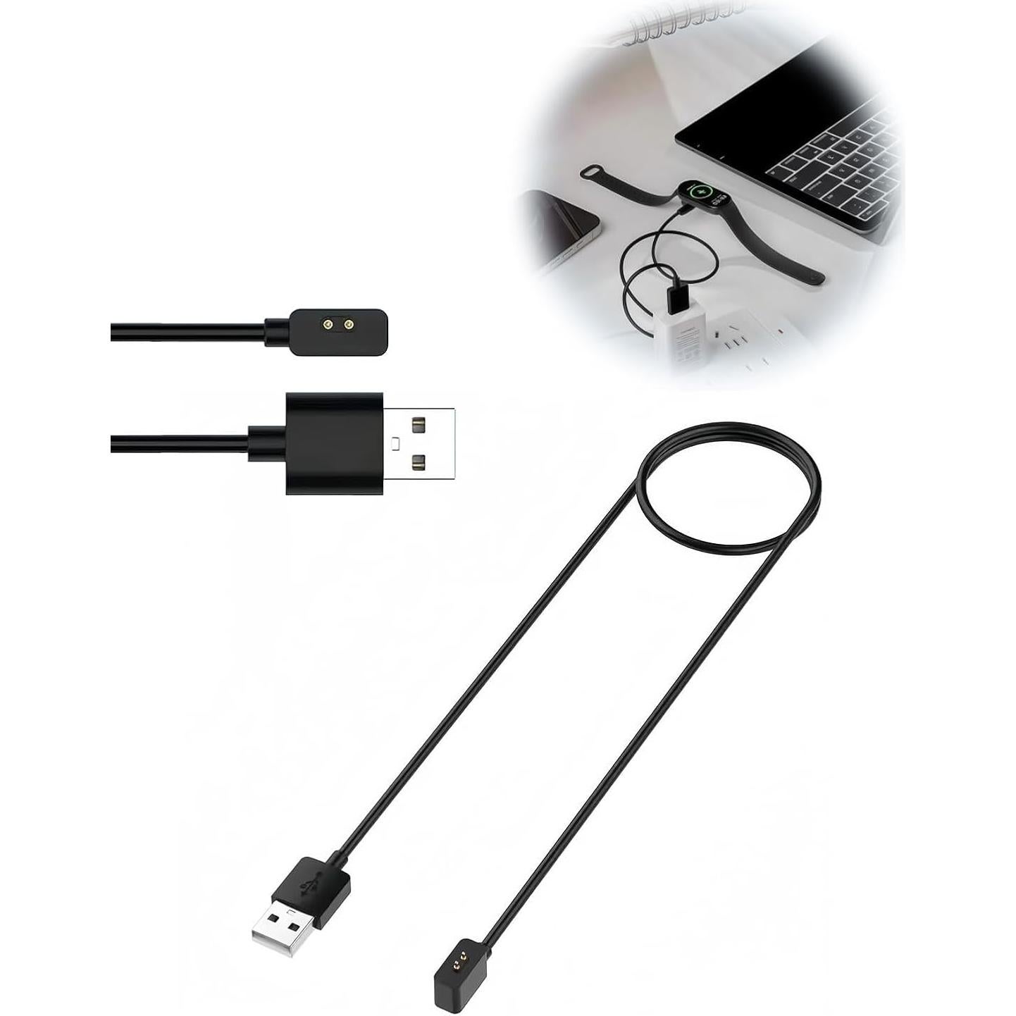 Cargador USB para Xiaomi Mi Band 8/9 - 100cm Negro