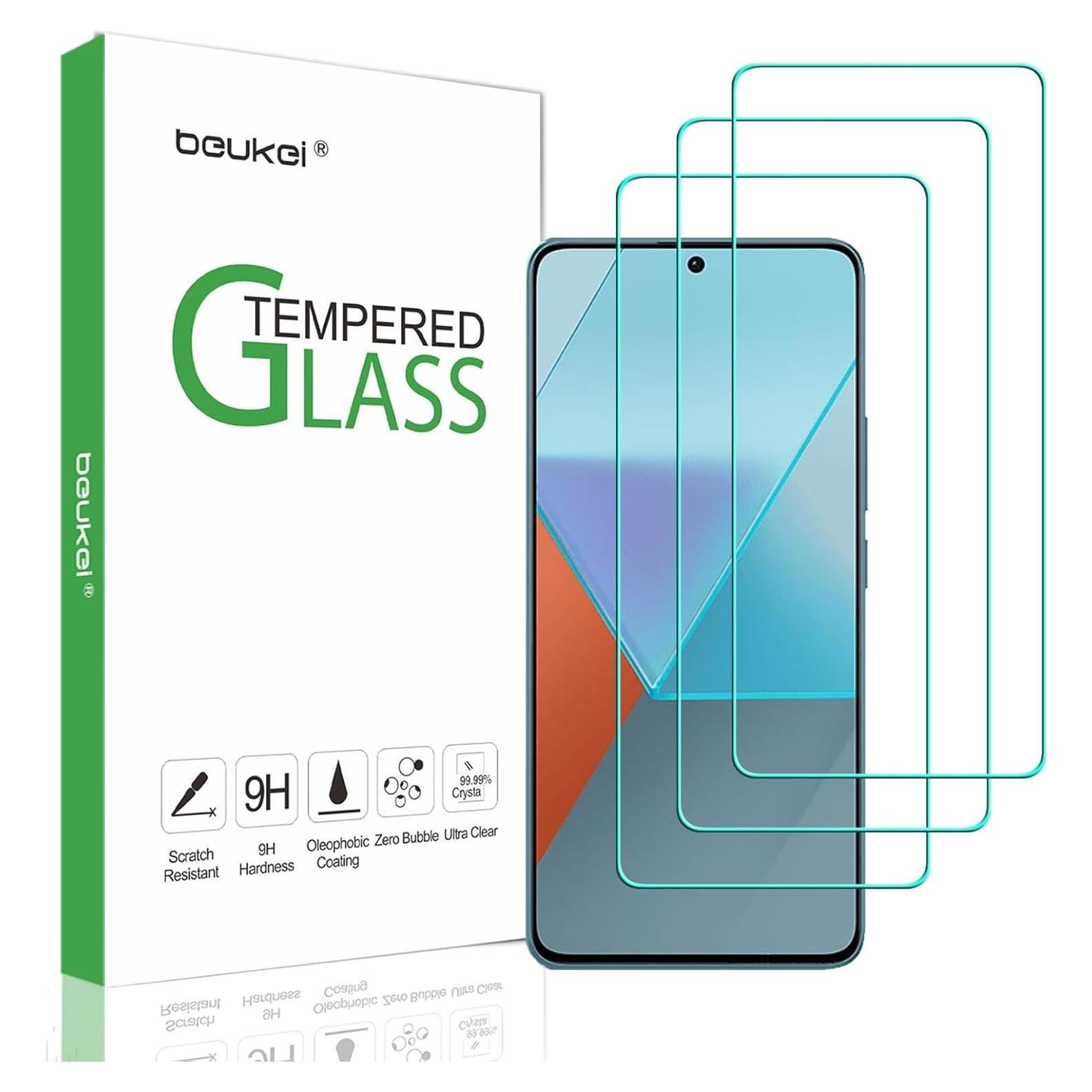 Protector de Pantalla Vidrio Templado Beukei para Xiaomi Redmi Note 13 Pro - 3 Unidades