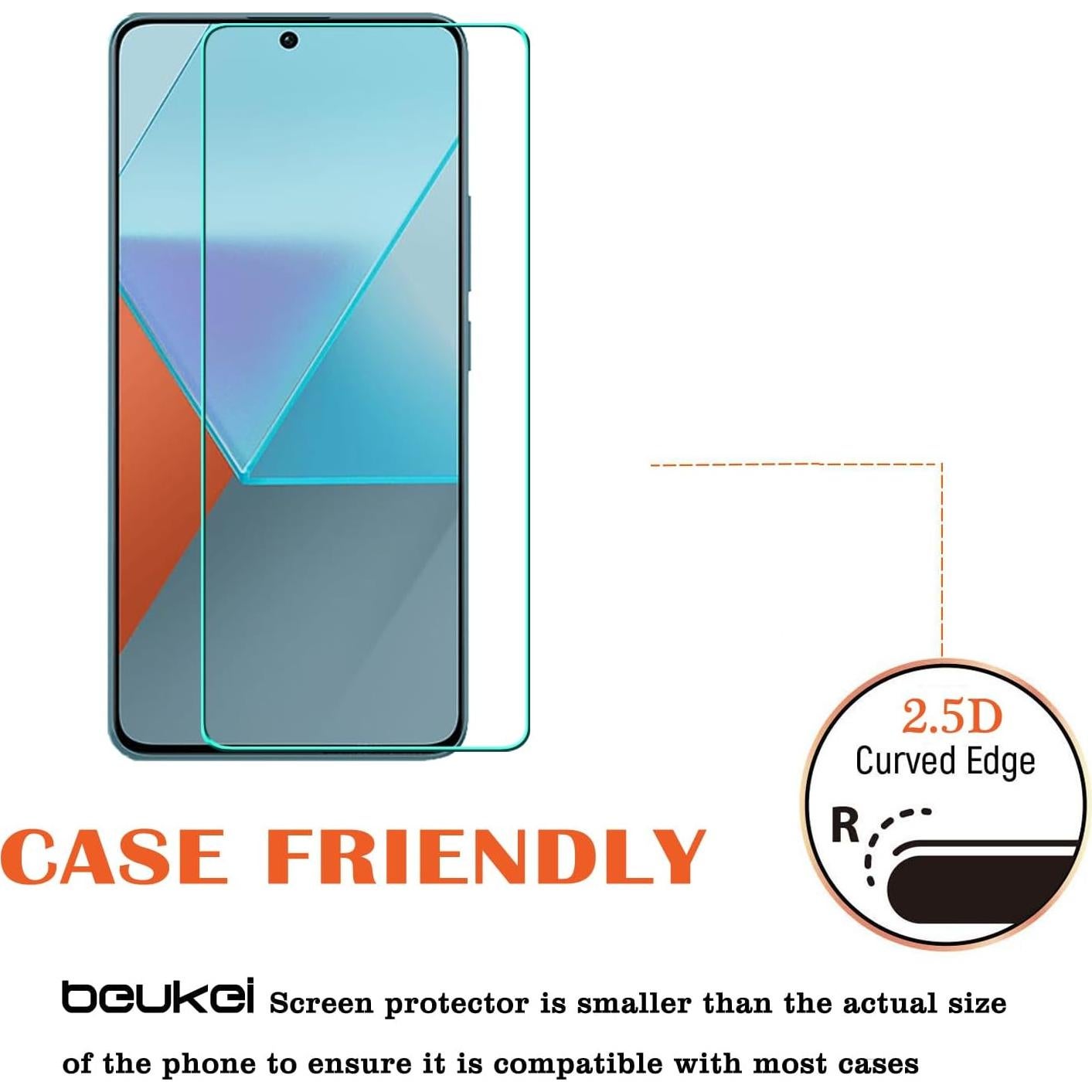 Protector de Pantalla Vidrio Templado Beukei para Xiaomi Redmi Note 13 Pro - 3 Unidades