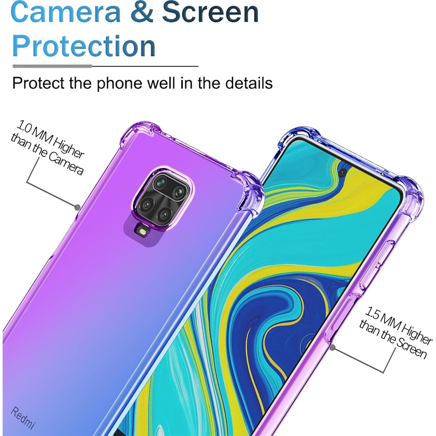 Funda TPU Transparente Xiaomi Redmi Note 9 Pro / 9S - Púrpura Azul