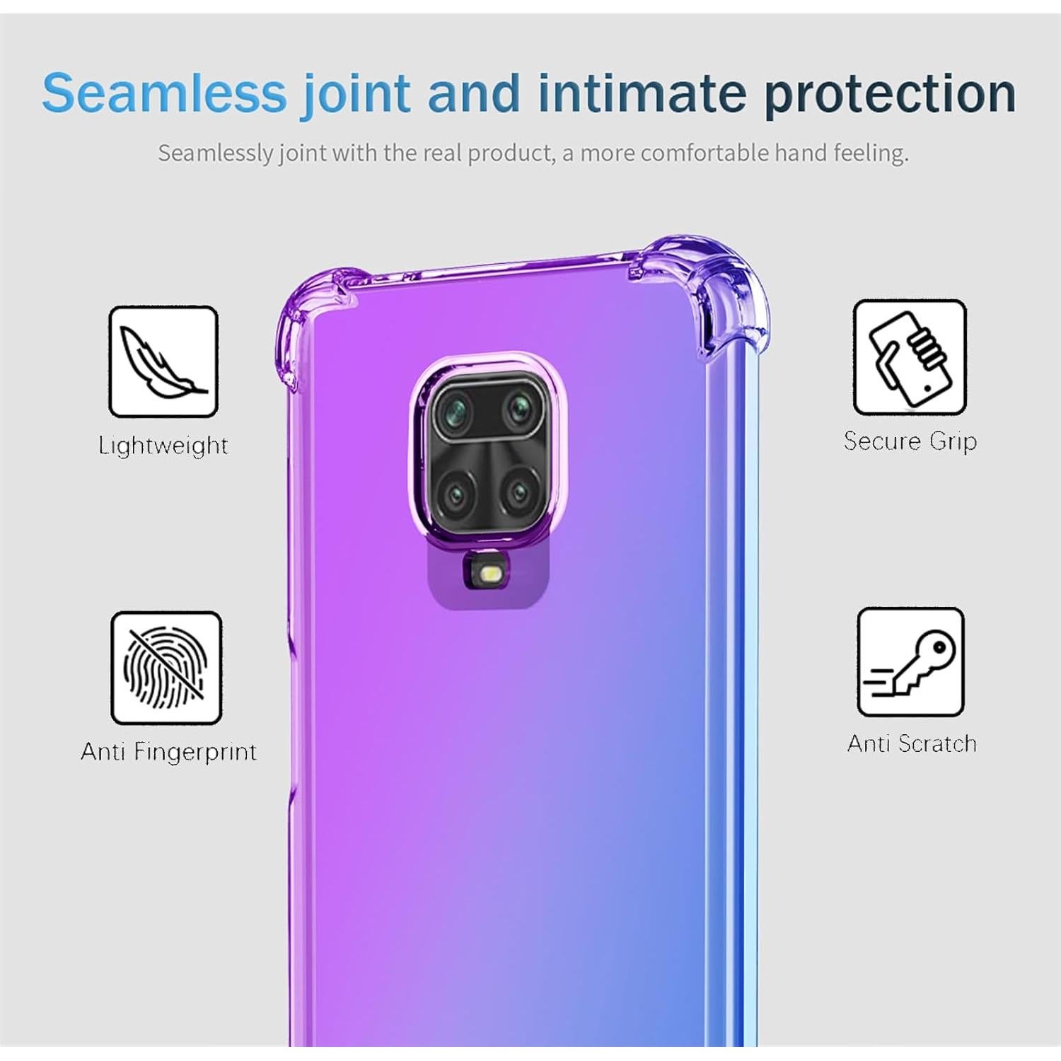 Funda TPU Transparente Xiaomi Redmi Note 9 Pro / 9S - Púrpura Azul