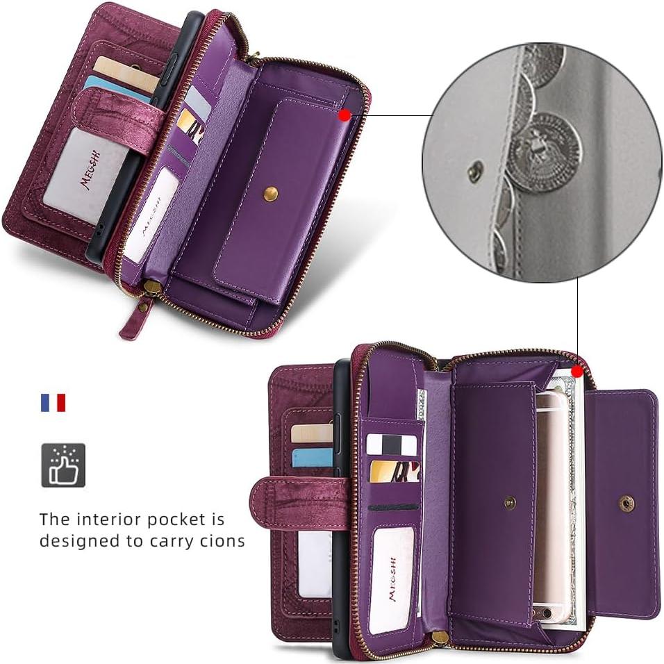 Funda Billetera Asuwish para Xiaomi Redmi Note 9 Pro Rojo Vino