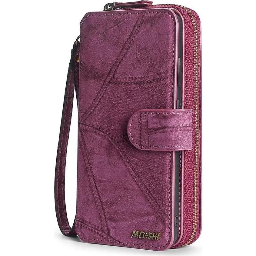 Funda Billetera Asuwish para Xiaomi Redmi Note 9 Pro Rojo Vino