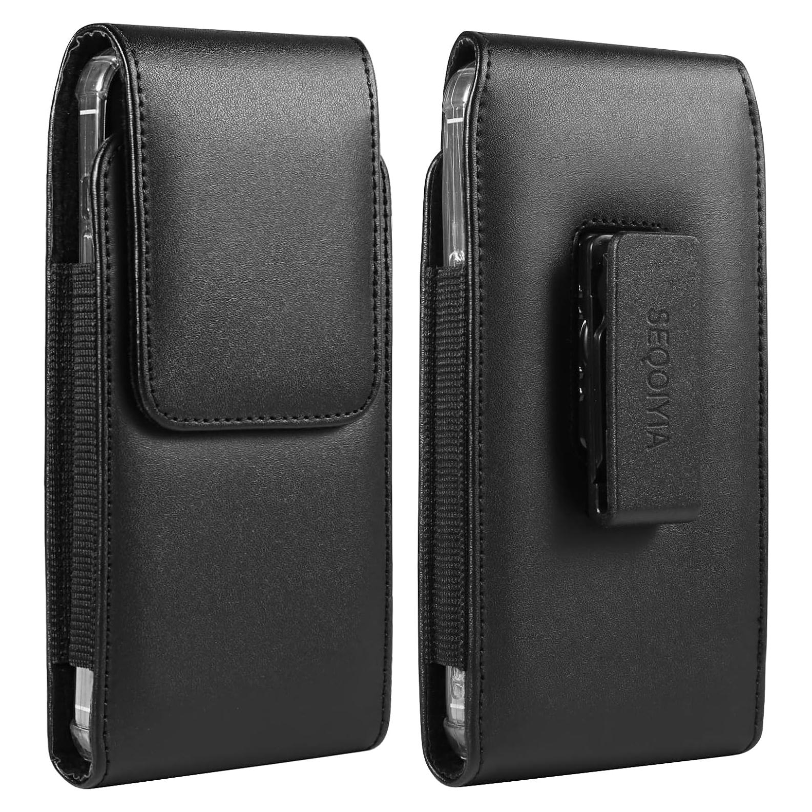 Funda de cuero PU Seqoiyia con clip giratorio para Galaxy y más