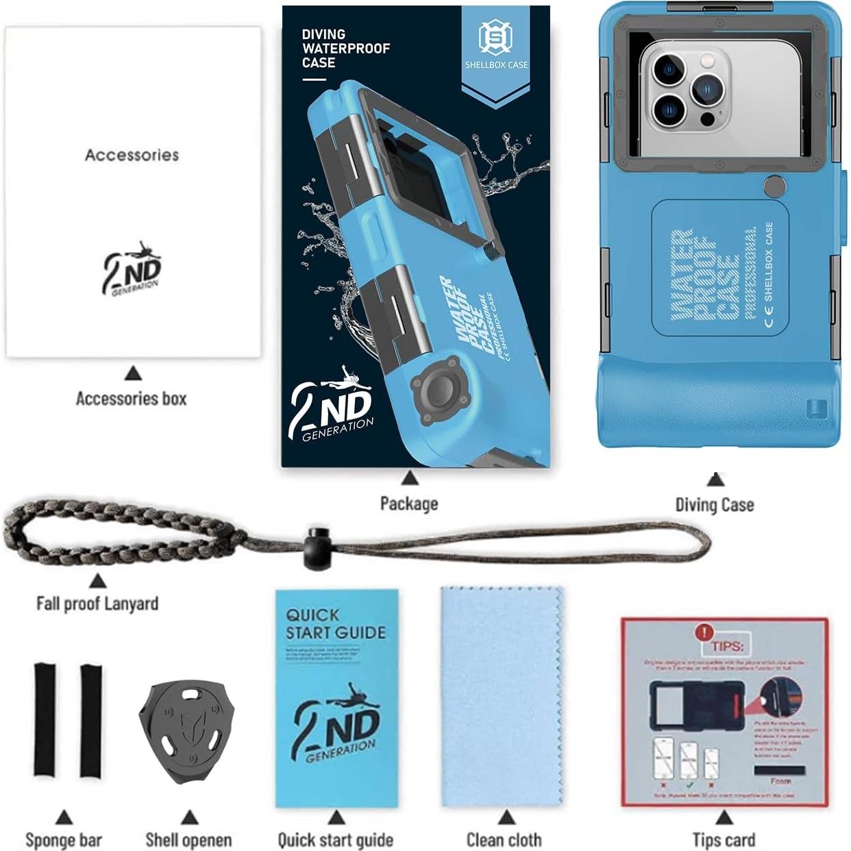 Funda de Buceo ShellBox 2da Gen IP68 para Teléfonos 4.7-6.9"