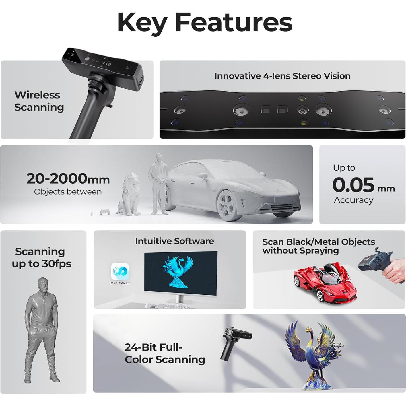 Escáner 3D Creality Otter Lite, Inalámbrico, 0.05mm Precisión