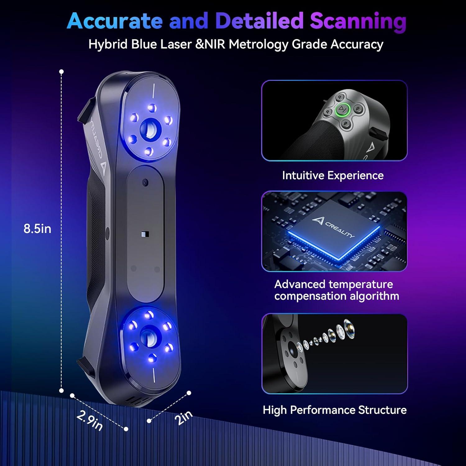 Escáner 3D Creality CR-Scan Raptor, Precisión 0.02mm, 60fps