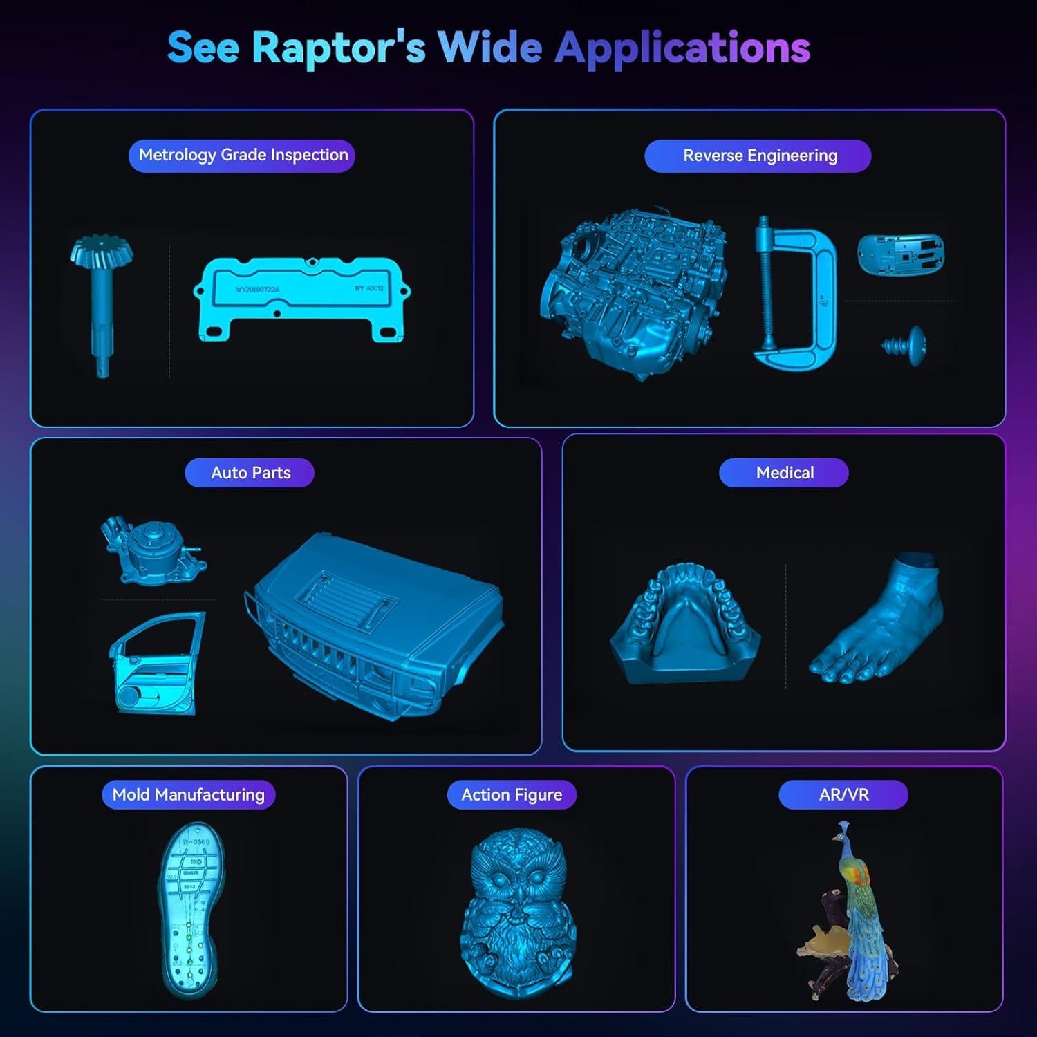 Escáner 3D Creality CR-Scan Raptor, Precisión 0.02mm, 60fps
