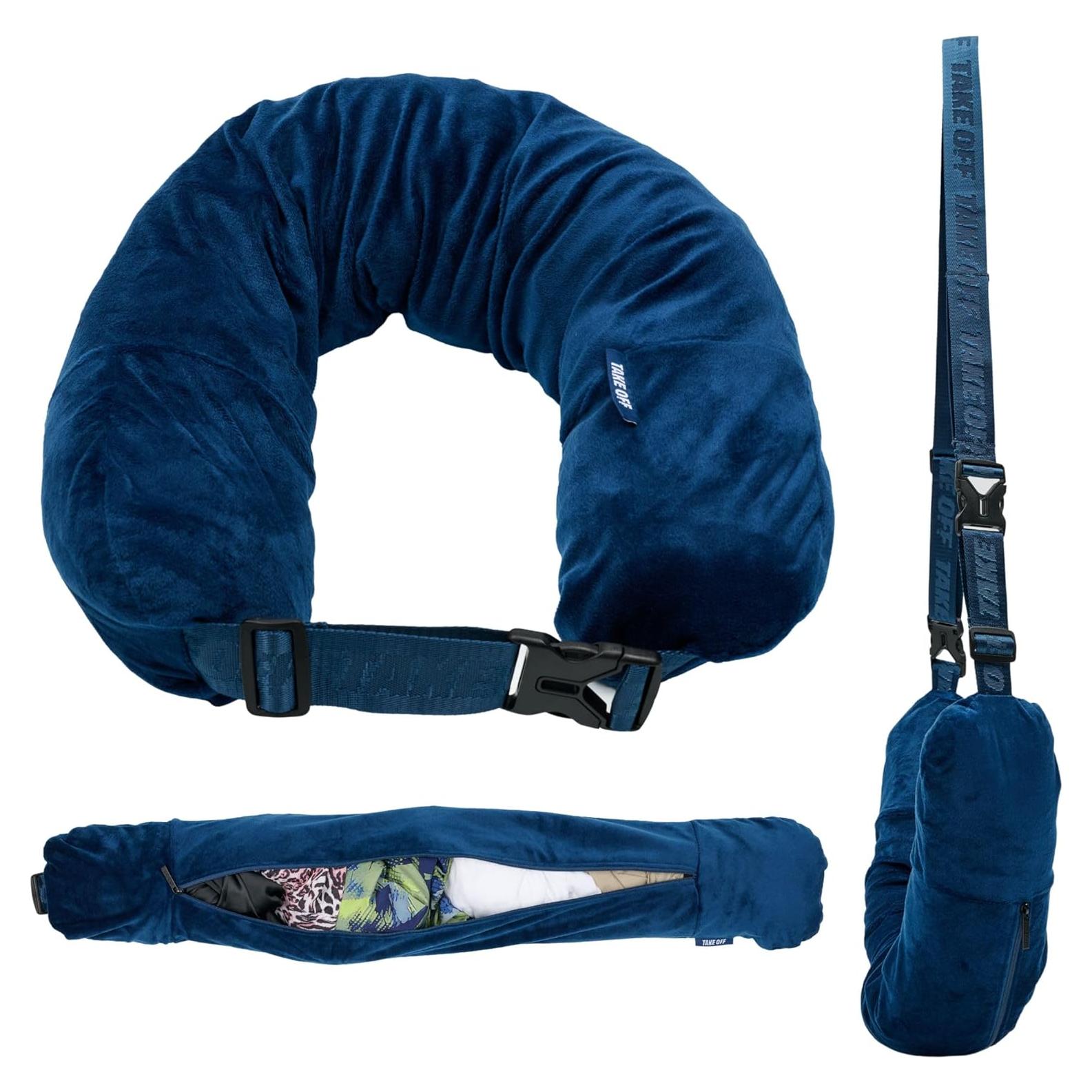 Almohada de Cuello Rellenable Take OFF - Viaje Compacta Azul