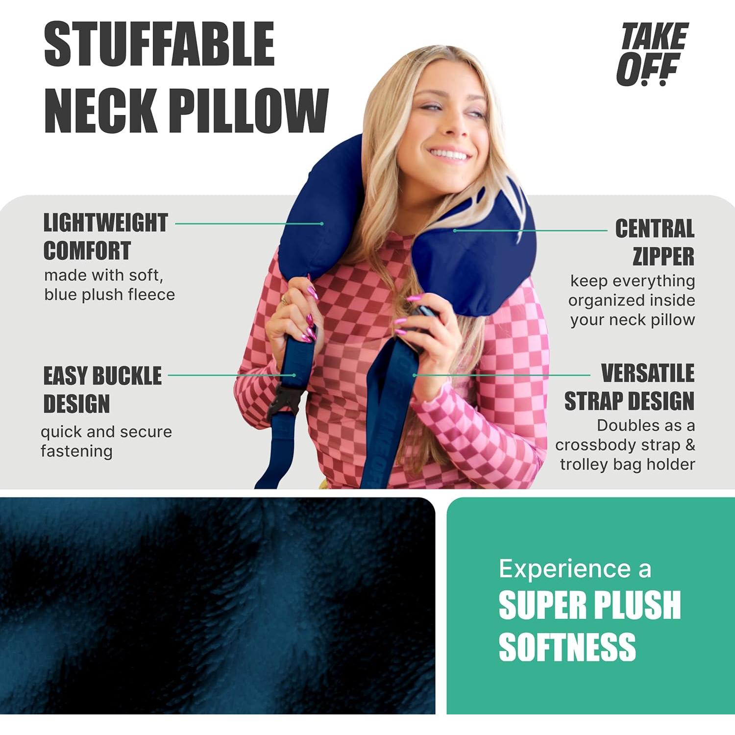 Almohada de Cuello Rellenable Take OFF - Viaje Compacta Azul