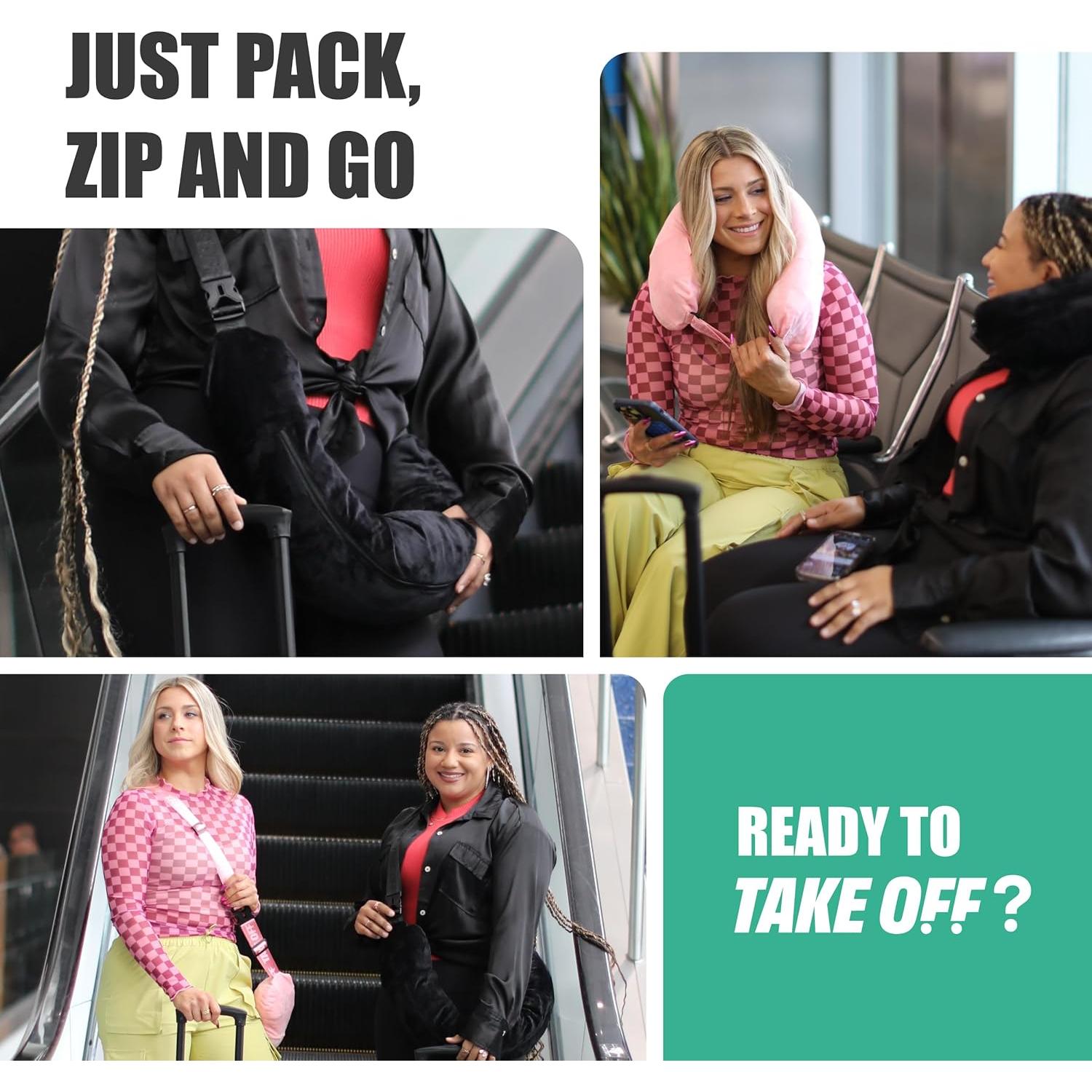 Almohada de Cuello Rellenable Take OFF - Viaje Compacta Azul