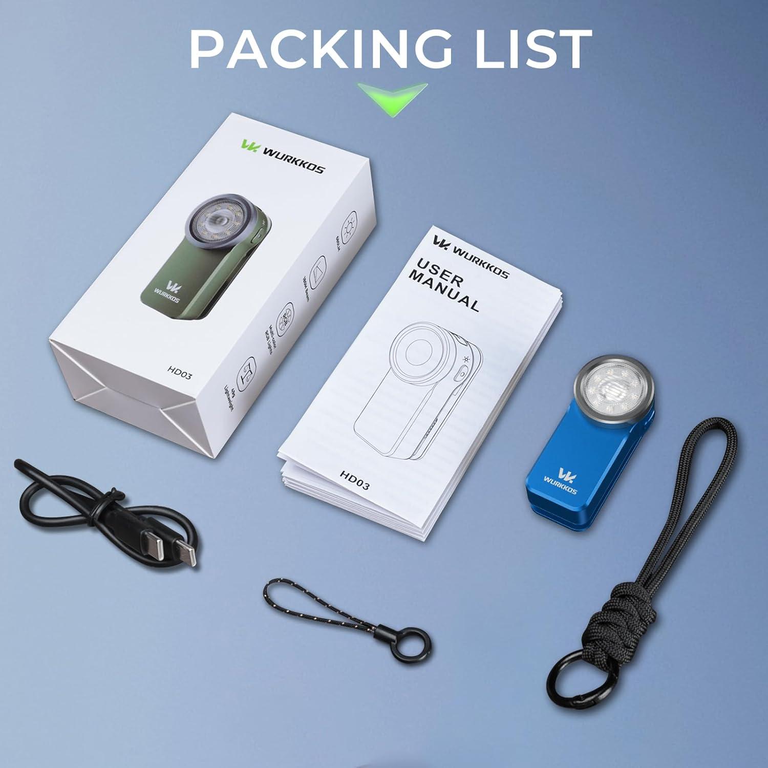 Linterna Recargable Wurkkos HD03 680 Lúmenes IPX6 Azul