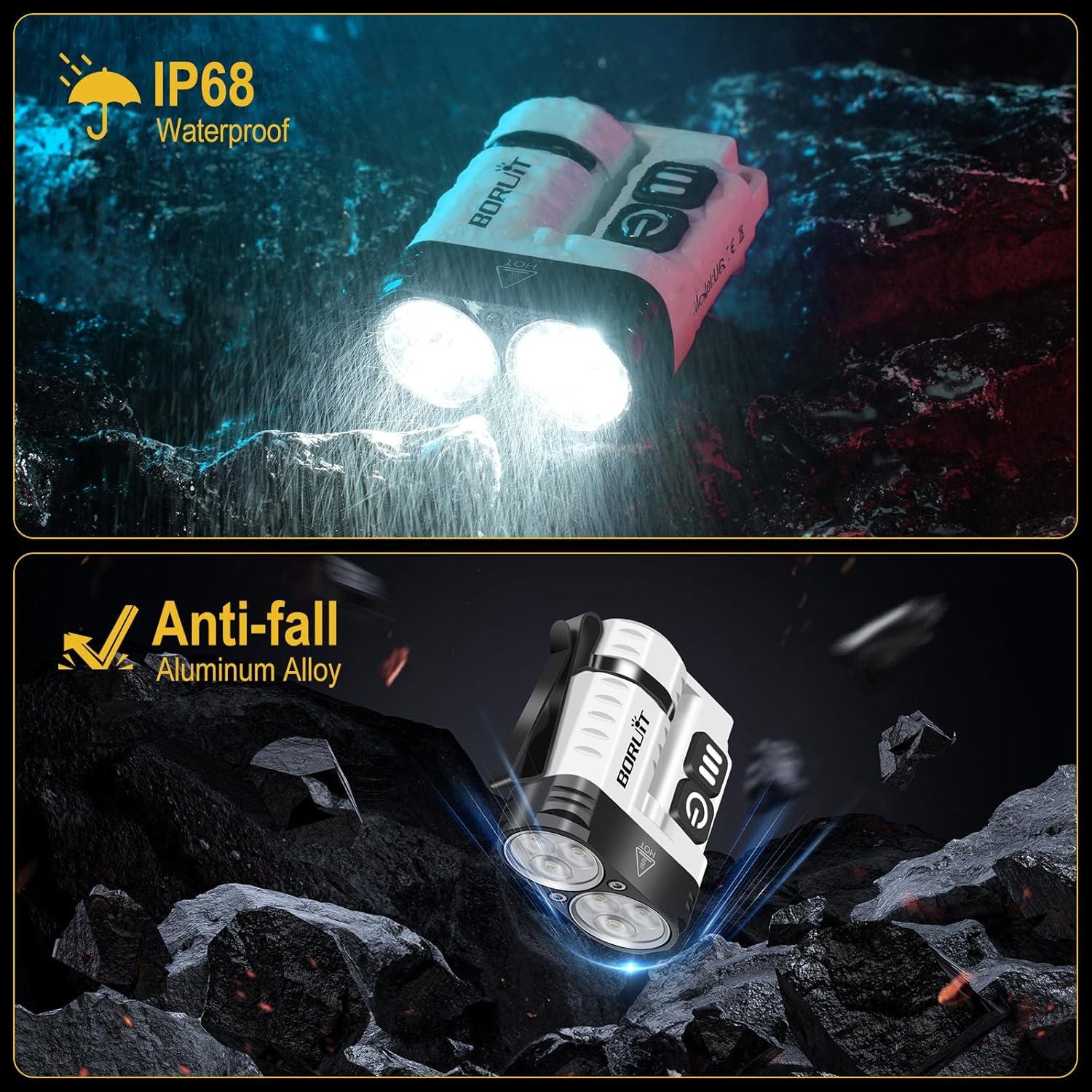 Linterna EDC BORUIT U6 Recargable USB-C 10 Modos IP68