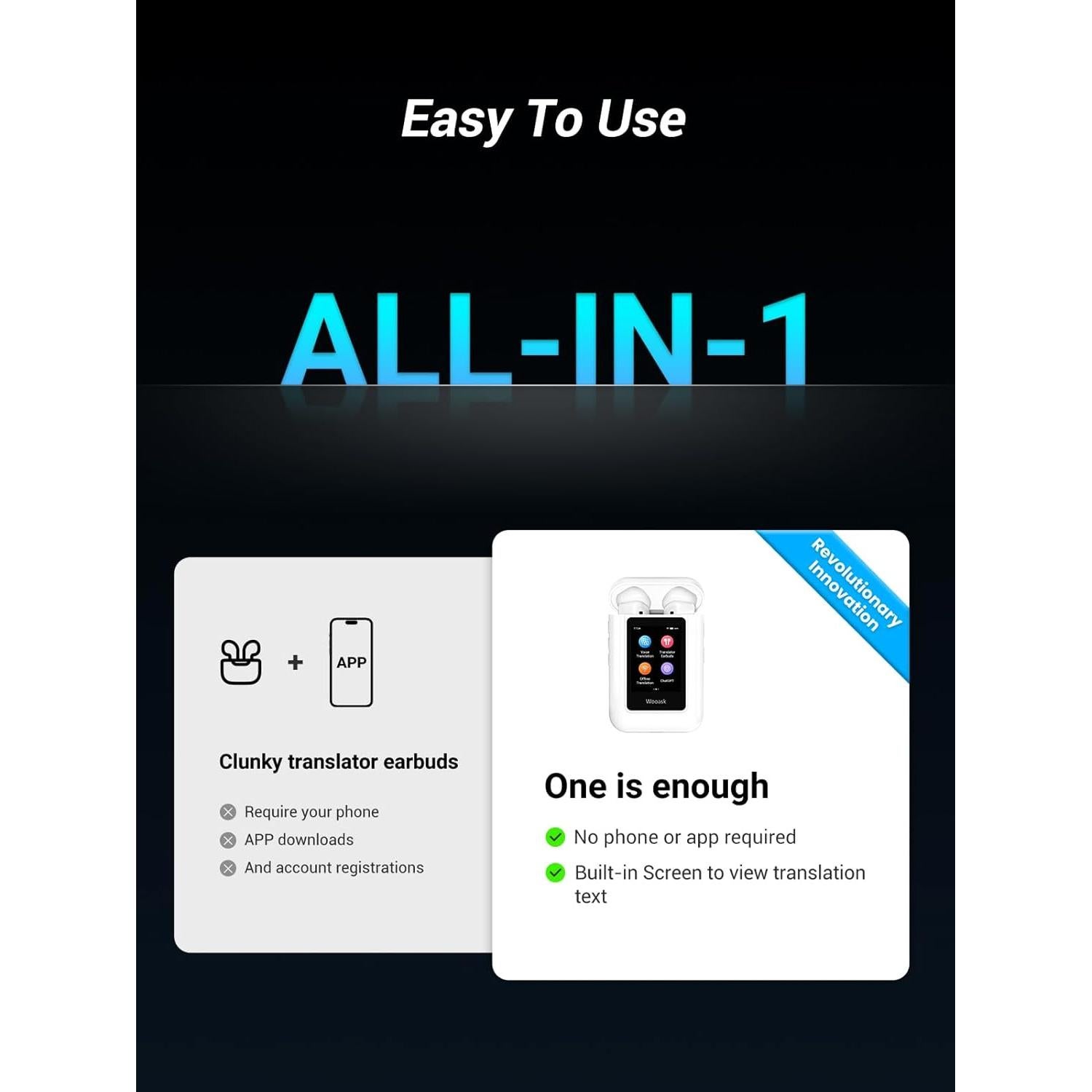 Auriculares de Traducción Wooask A8 AI en Tiempo Real 144 Idiomas