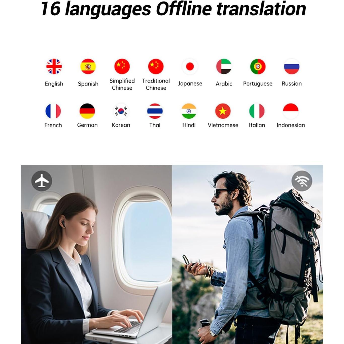 Auriculares de Traducción Wooask A8 AI en Tiempo Real 144 Idiomas