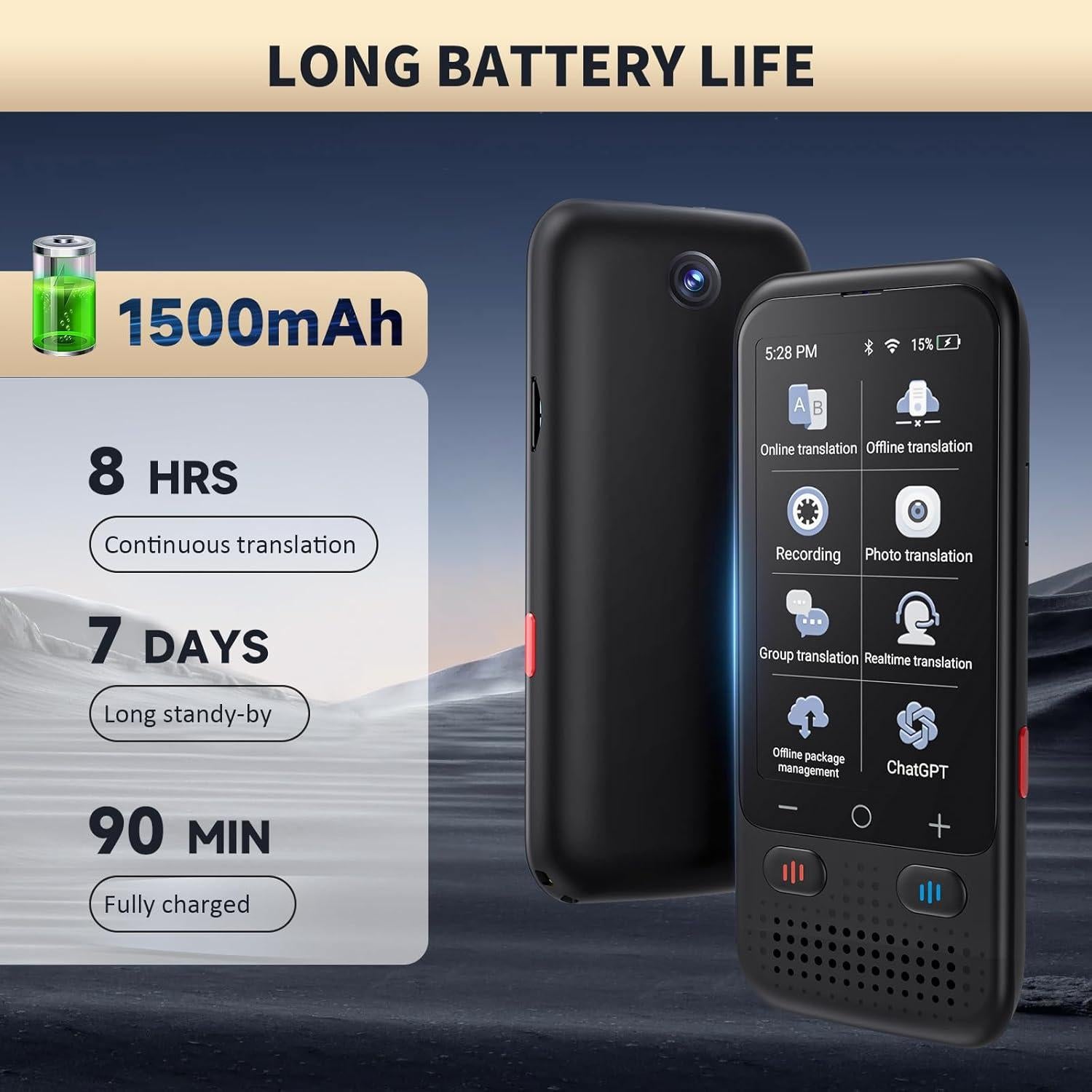 Traductor de Idiomas AI Z5 - Sin WiFi, 150+ Idiomas, Offline