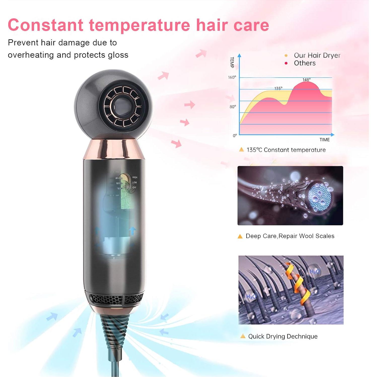 Secador de Pelo Profesional Wenzhou 800W Compacto Gris