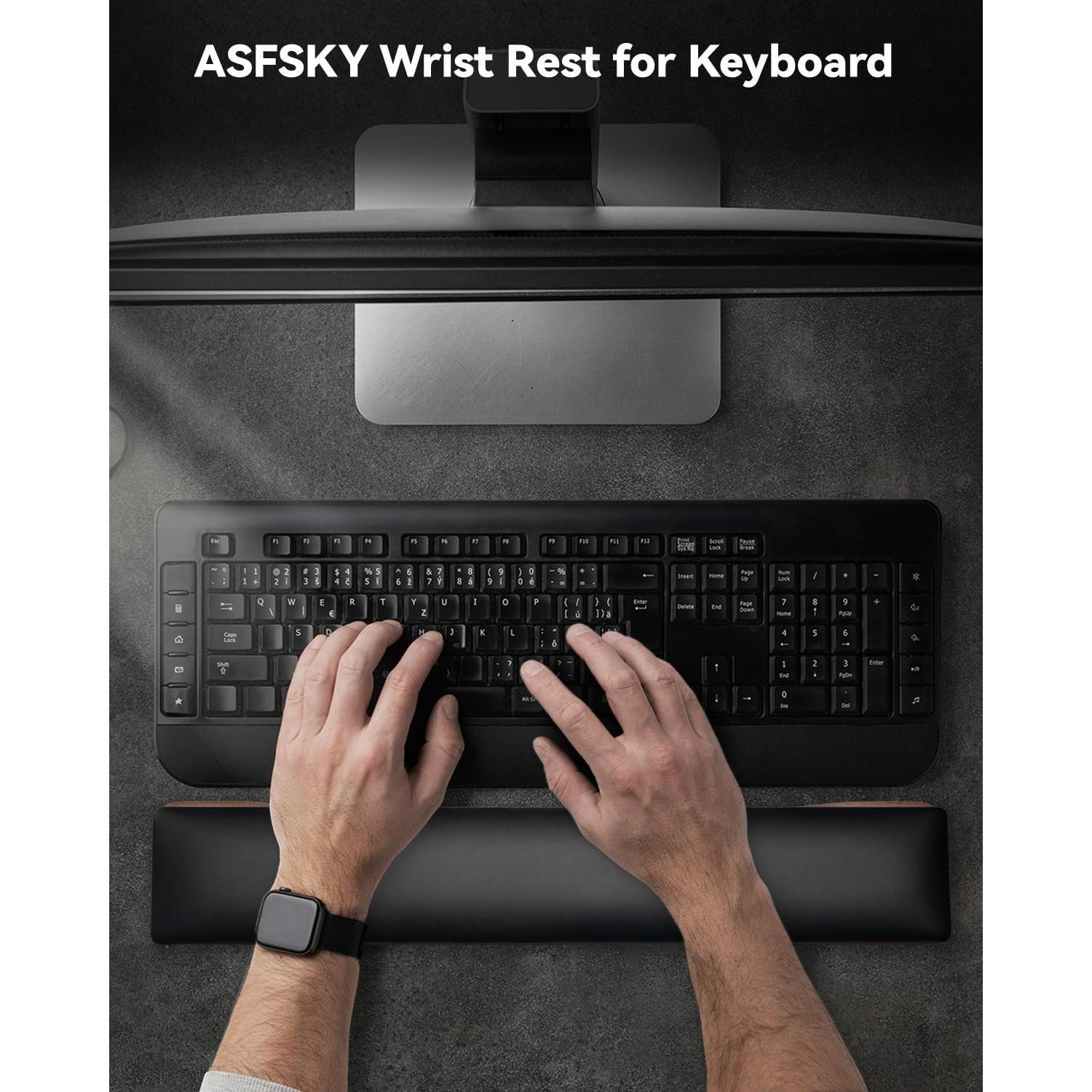 Reposa Muñecas Ergonómico ASFSKY de Madera y Espuma 44x8cm