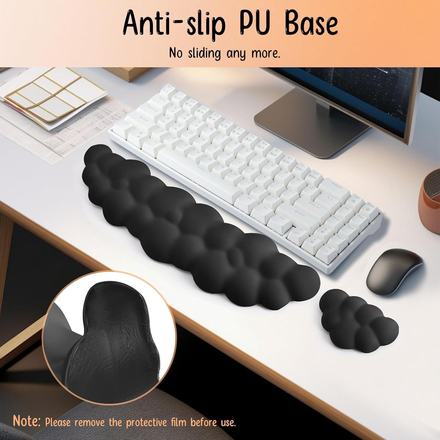 Juego de Reposamuñecas Ergonómico KINREEB Negro - Espuma Viscoelástica