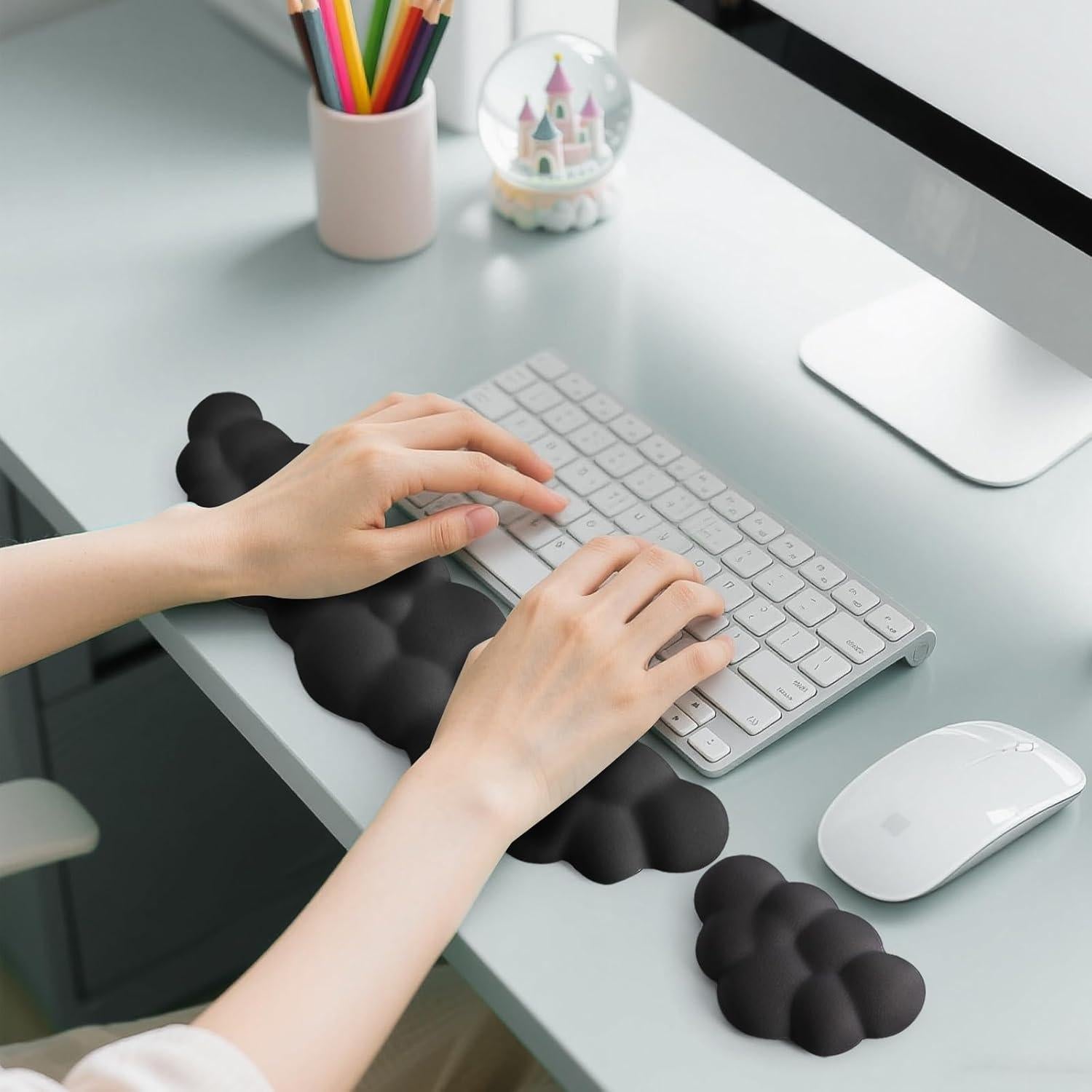 Juego de Reposamuñecas Ergonómico KINREEB Negro - Espuma Viscoelástica