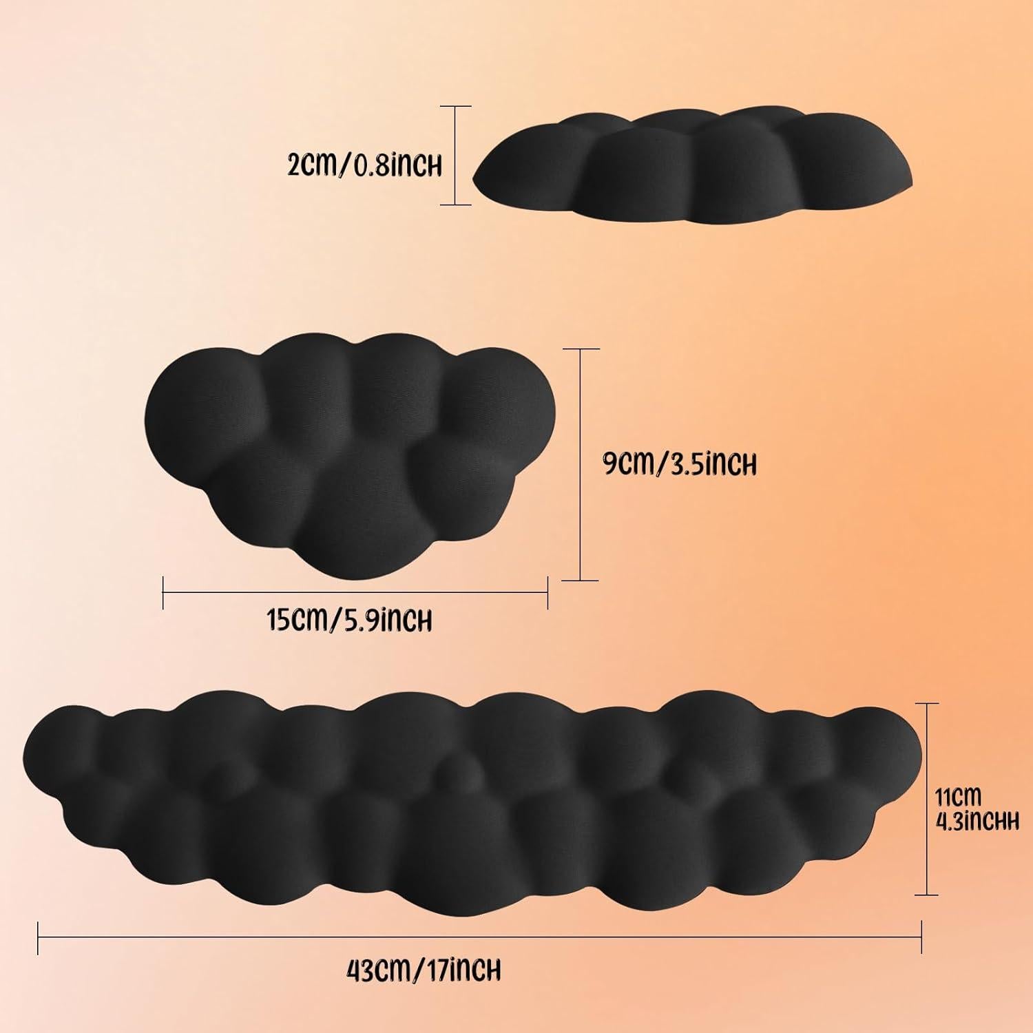 Juego de Reposamuñecas Ergonómico KINREEB Negro - Espuma Viscoelástica