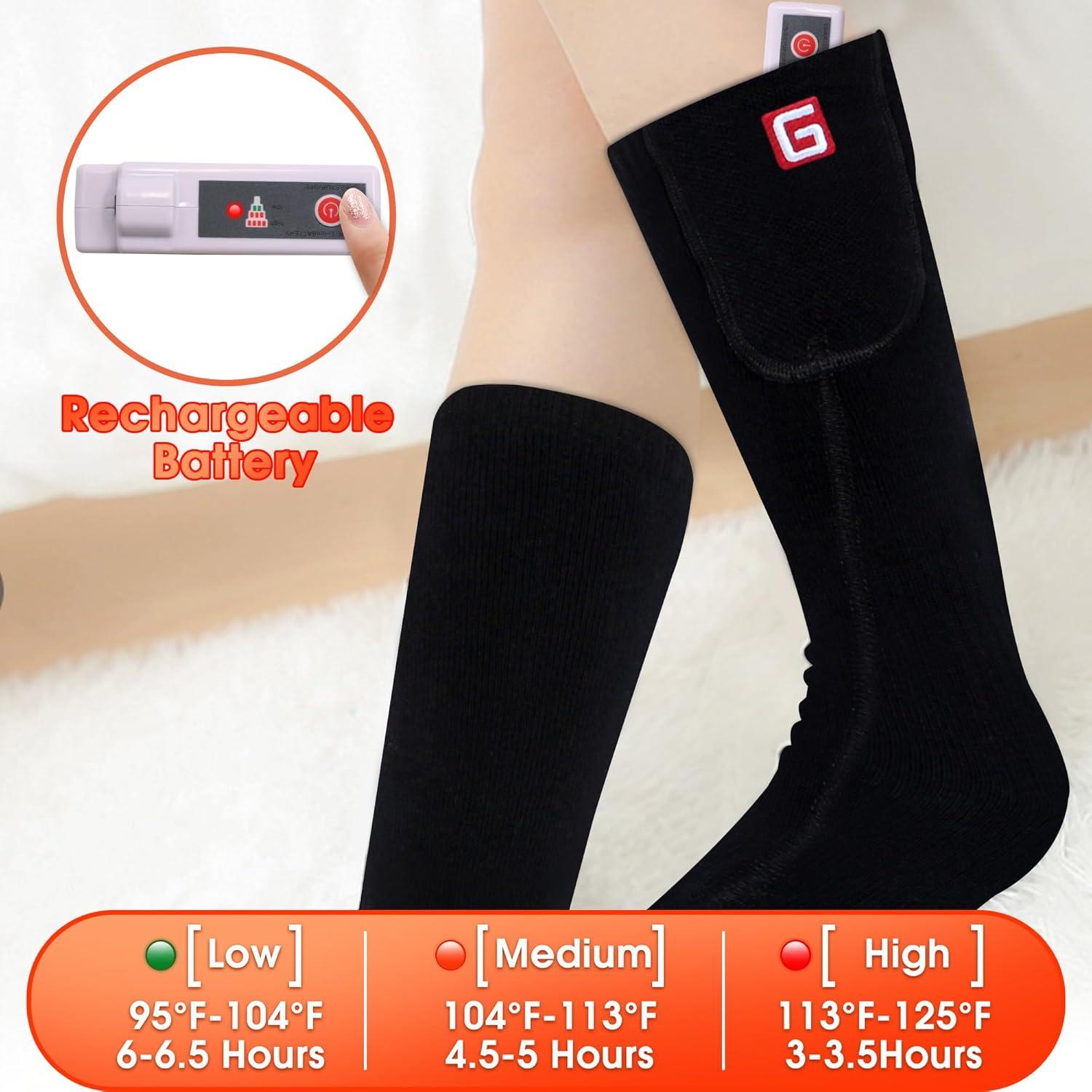 Calcetines Calentados Eléctricos GEMSTONEGO para Hombres - Algodón, Recargables