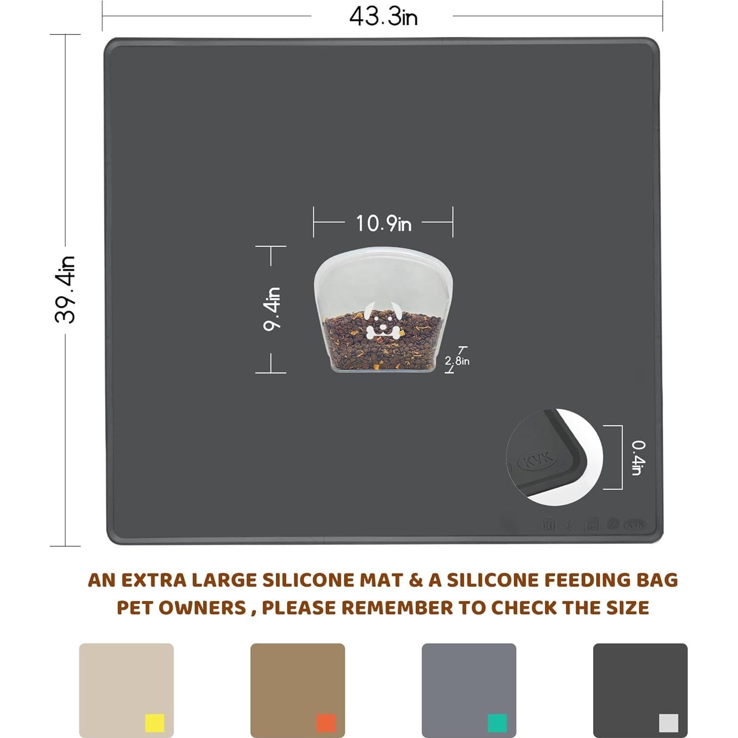 Tapete de Comida para Perros KVK Extra Grande 100x110cm Antideslizante