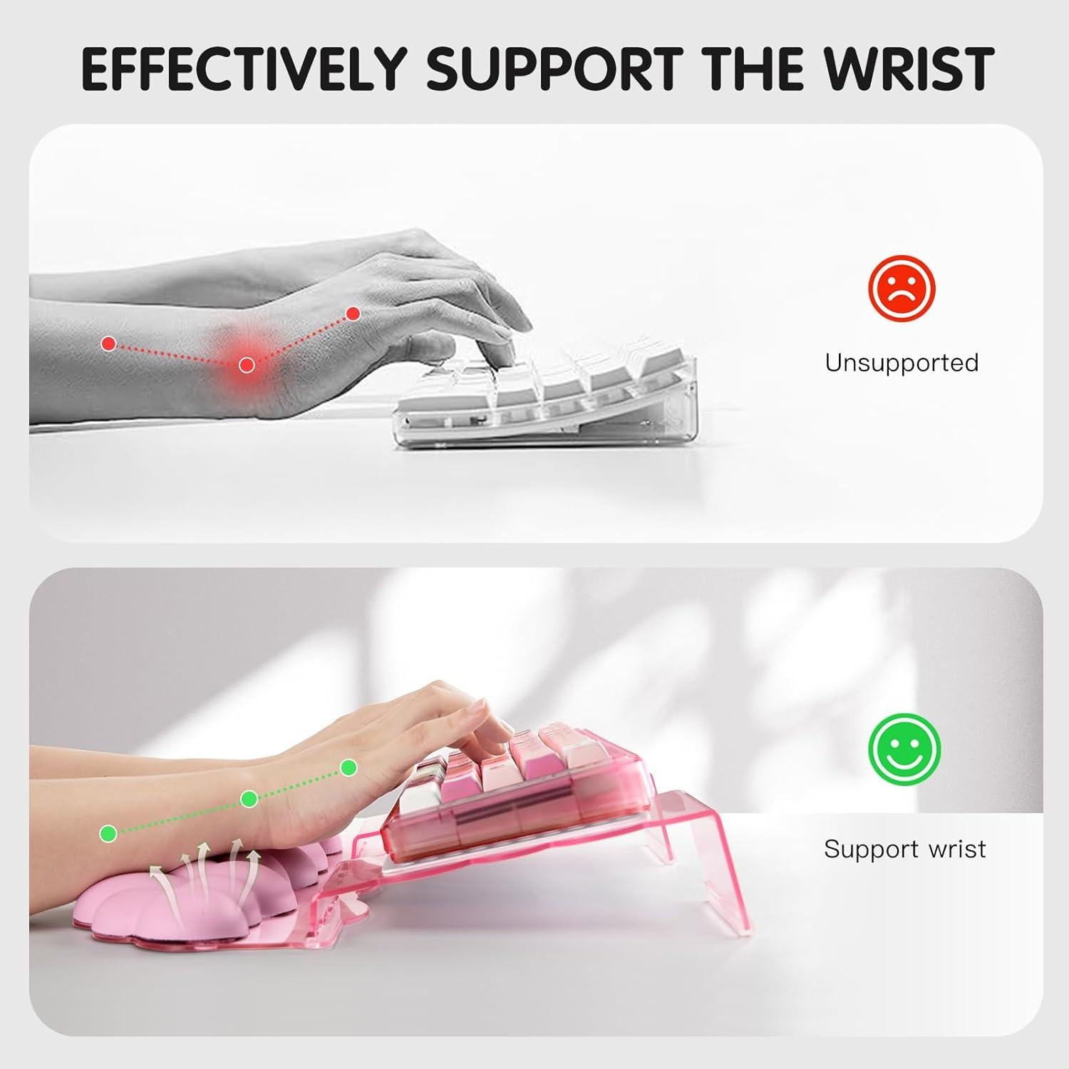 Reposamuñecas Ergonómico RQUOIRE Nube Rosa Ajustable 24.8-42.8cm