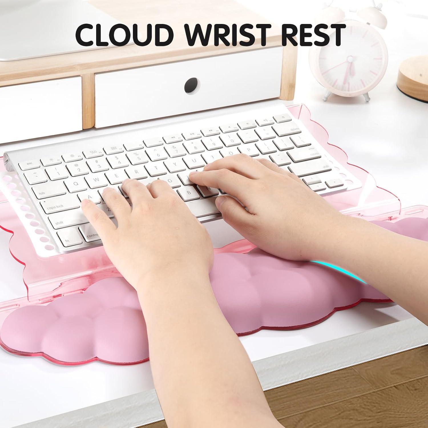 Reposamuñecas Ergonómico RQUOIRE Nube Rosa Ajustable 24.8-42.8cm