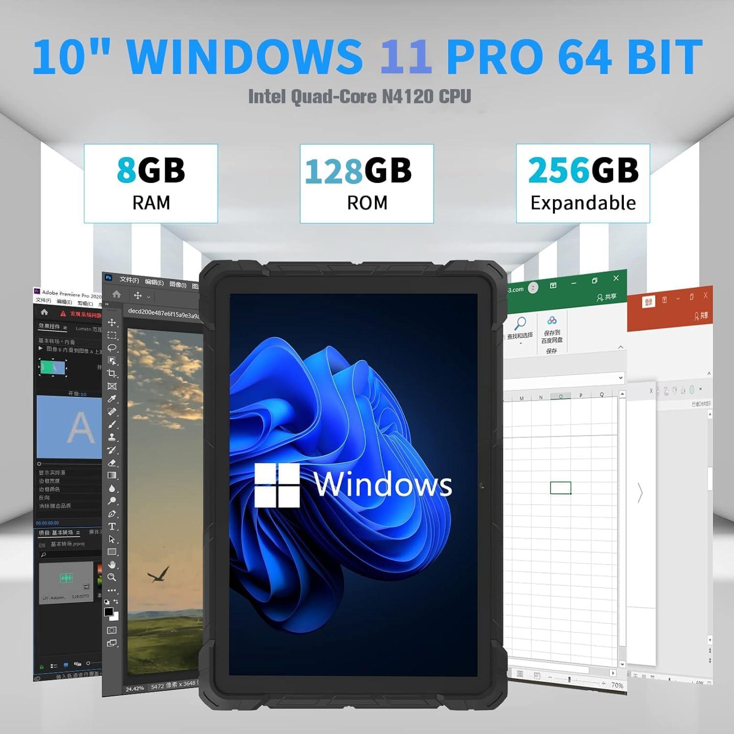 Tableta Resistente HIGOLEPC 10.1" Win 11 Pro 8GB RAM 128GB