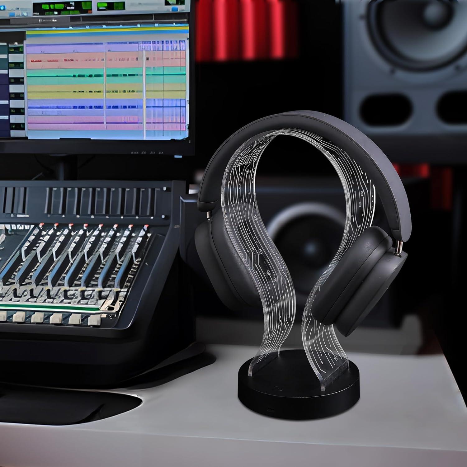 Soporte para Auriculares Lampeez con Luz LED y Carga USB