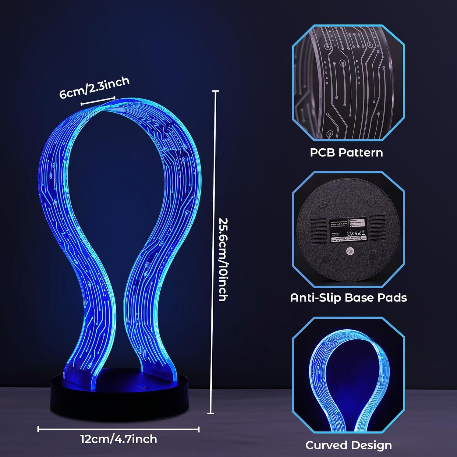 Soporte para Auriculares Lampeez con Luz LED y Carga USB