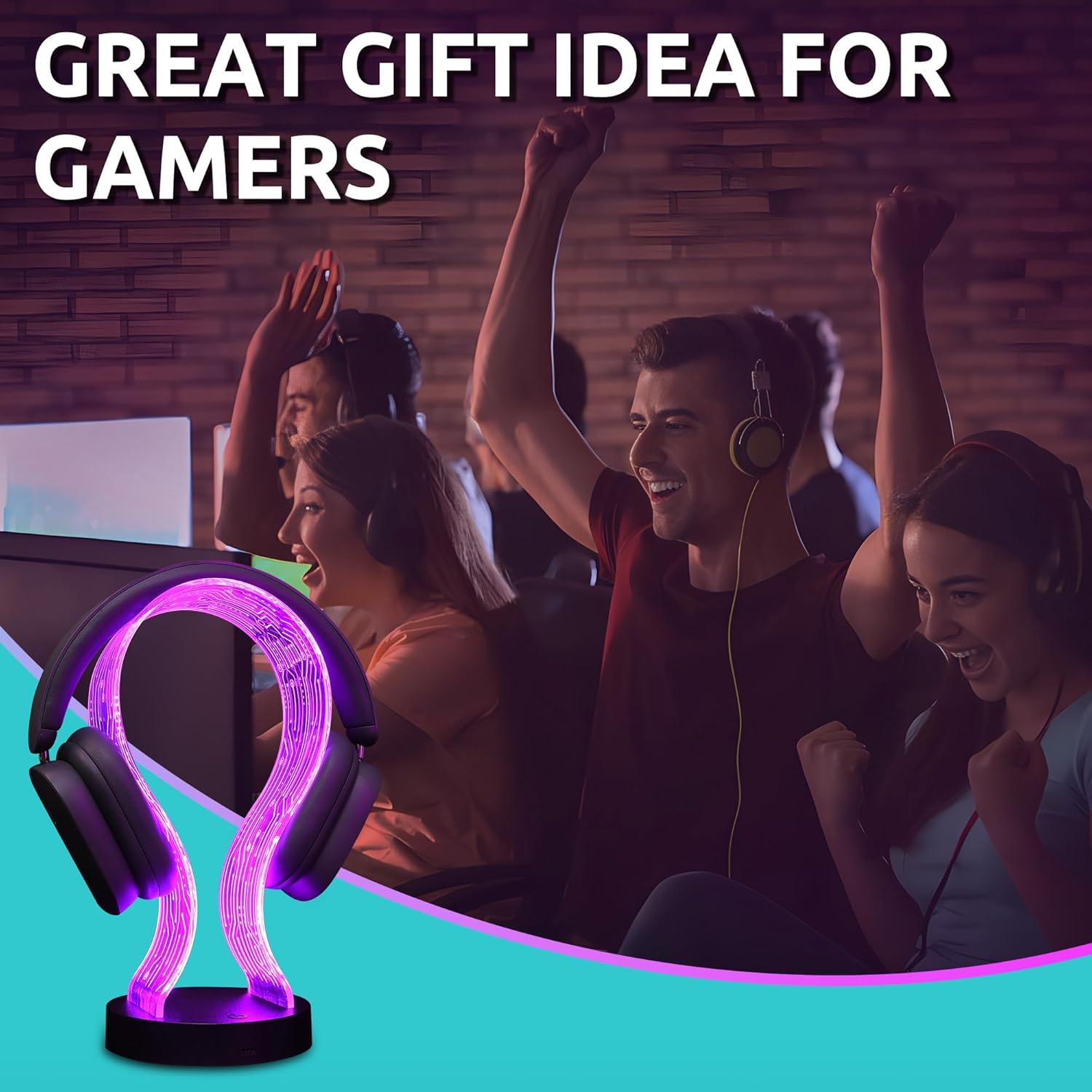 Soporte para Auriculares Lampeez con Luz LED y Carga USB