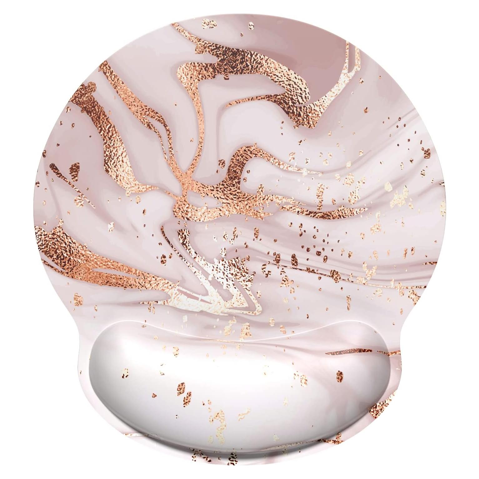 Almohadilla Ergonómica para Ratón ITNRSIIET Veteado Rosa Oro 24.9x23.1cm