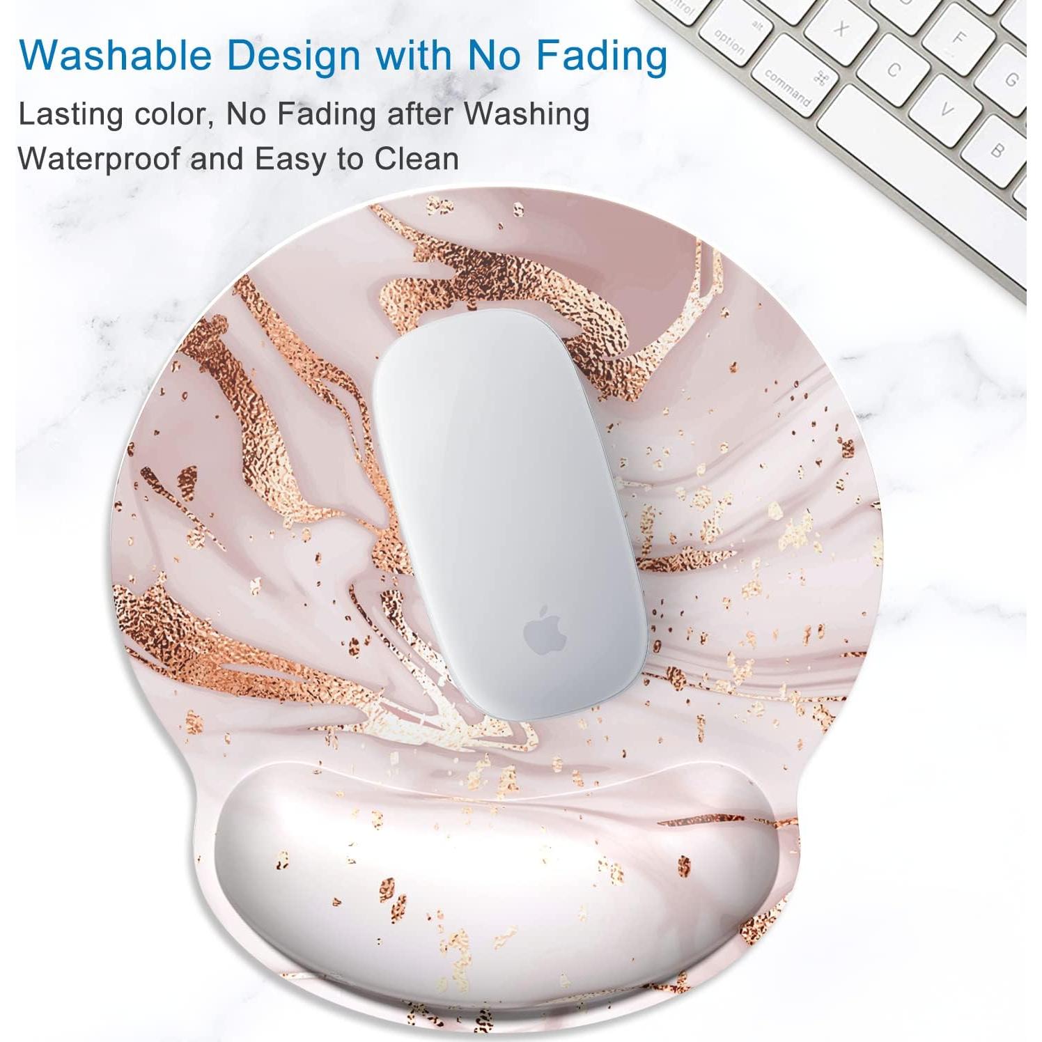 Almohadilla Ergonómica para Ratón ITNRSIIET Veteado Rosa Oro 24.9x23.1cm