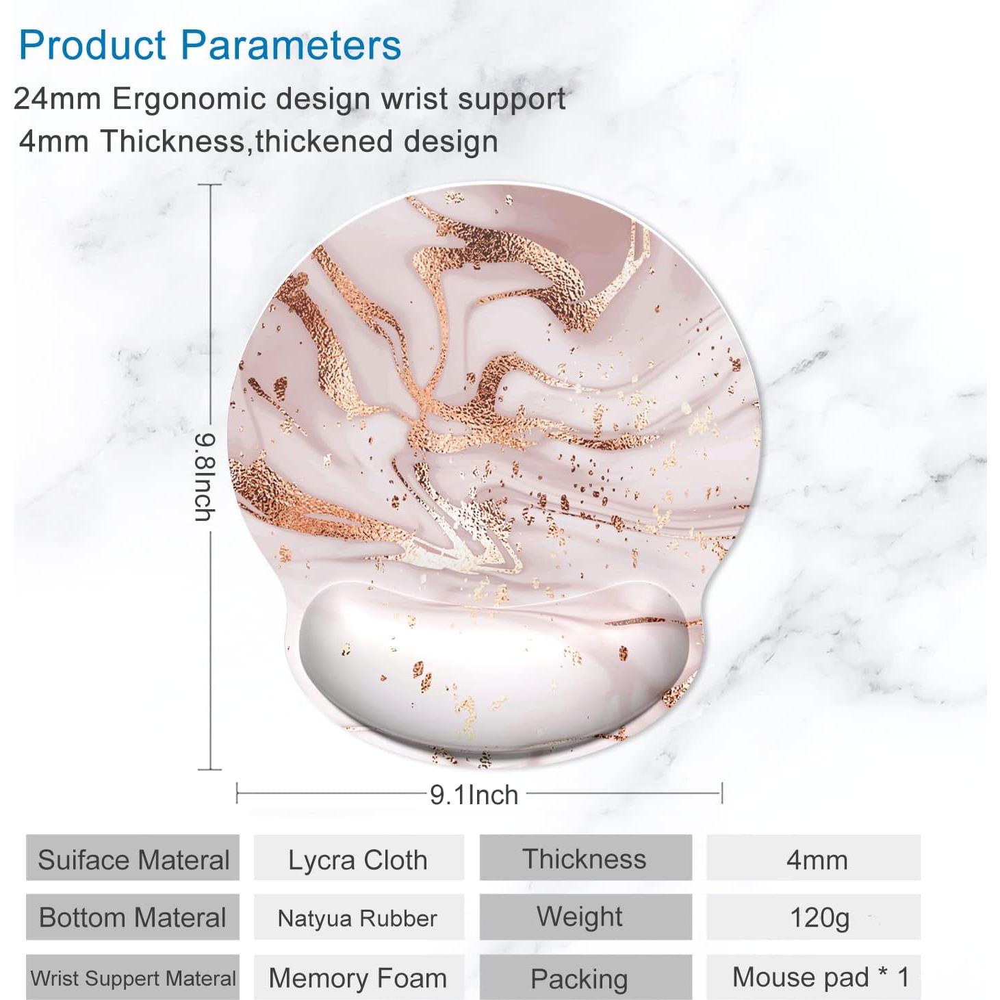 Almohadilla Ergonómica para Ratón ITNRSIIET Veteado Rosa Oro 24.9x23.1cm