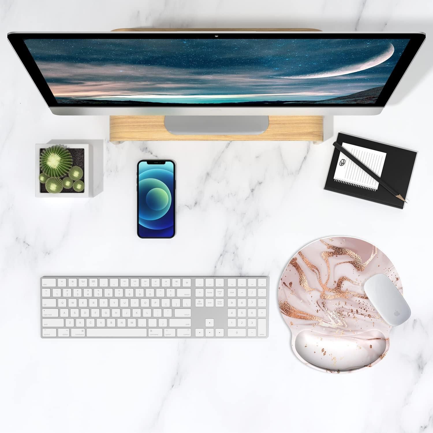 Almohadilla Ergonómica para Ratón ITNRSIIET Veteado Rosa Oro 24.9x23.1cm