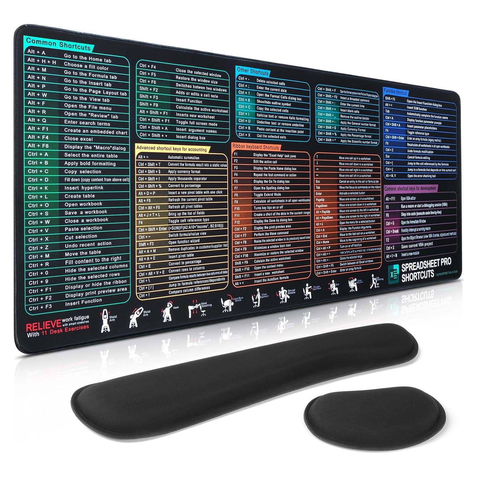 Juego de Alfombrillas de Ratón PFTGFT XXL con Reposamuñecas Negro