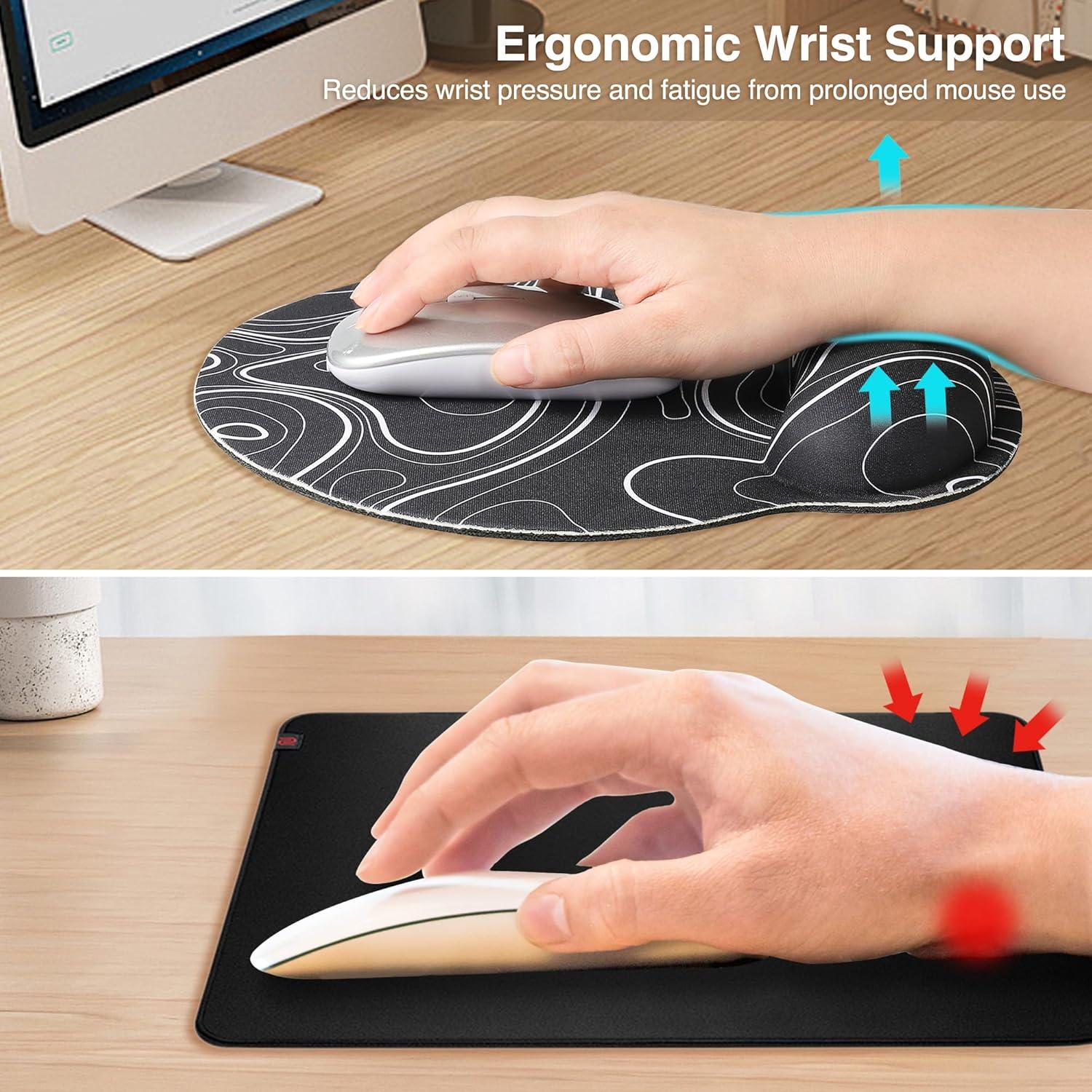 Almohadilla Ergonómica ALOANES para Ratón con Soporte Negro