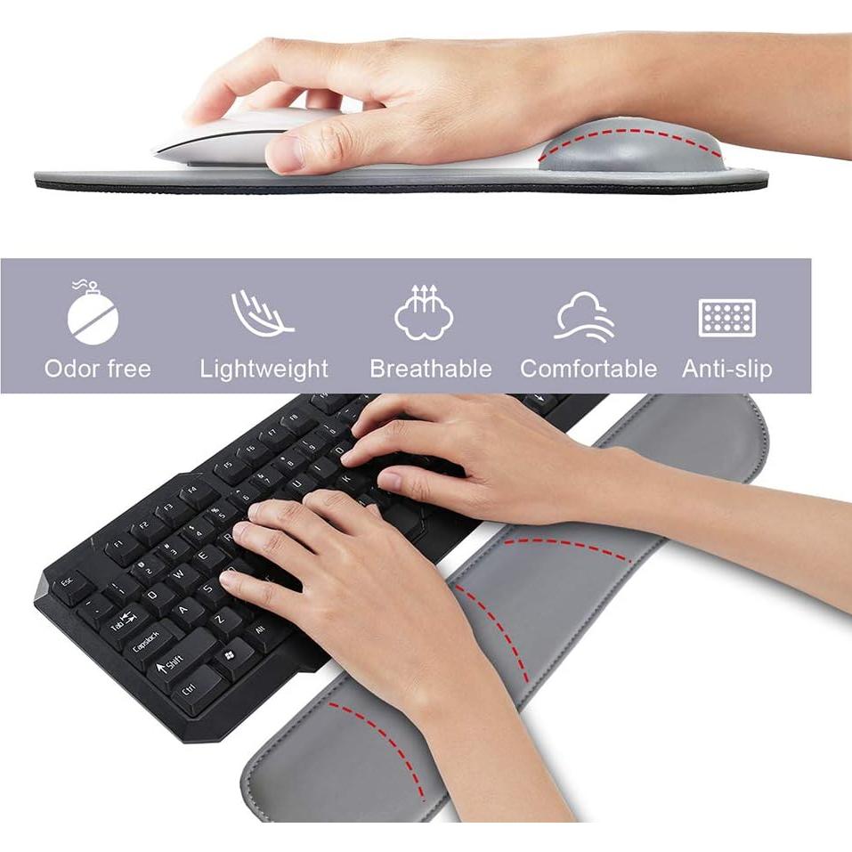 Juego de Alfombrillas Ergonómicas iVeze con Soporte para Muñeca - Gris