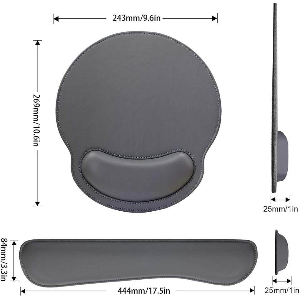 Juego de Alfombrillas Ergonómicas iVeze con Soporte para Muñeca - Gris