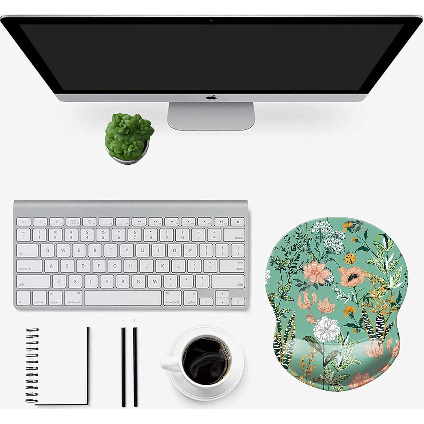 Alfombrilla de Mouse Ergonomica LESHIRY con Soporte Floral