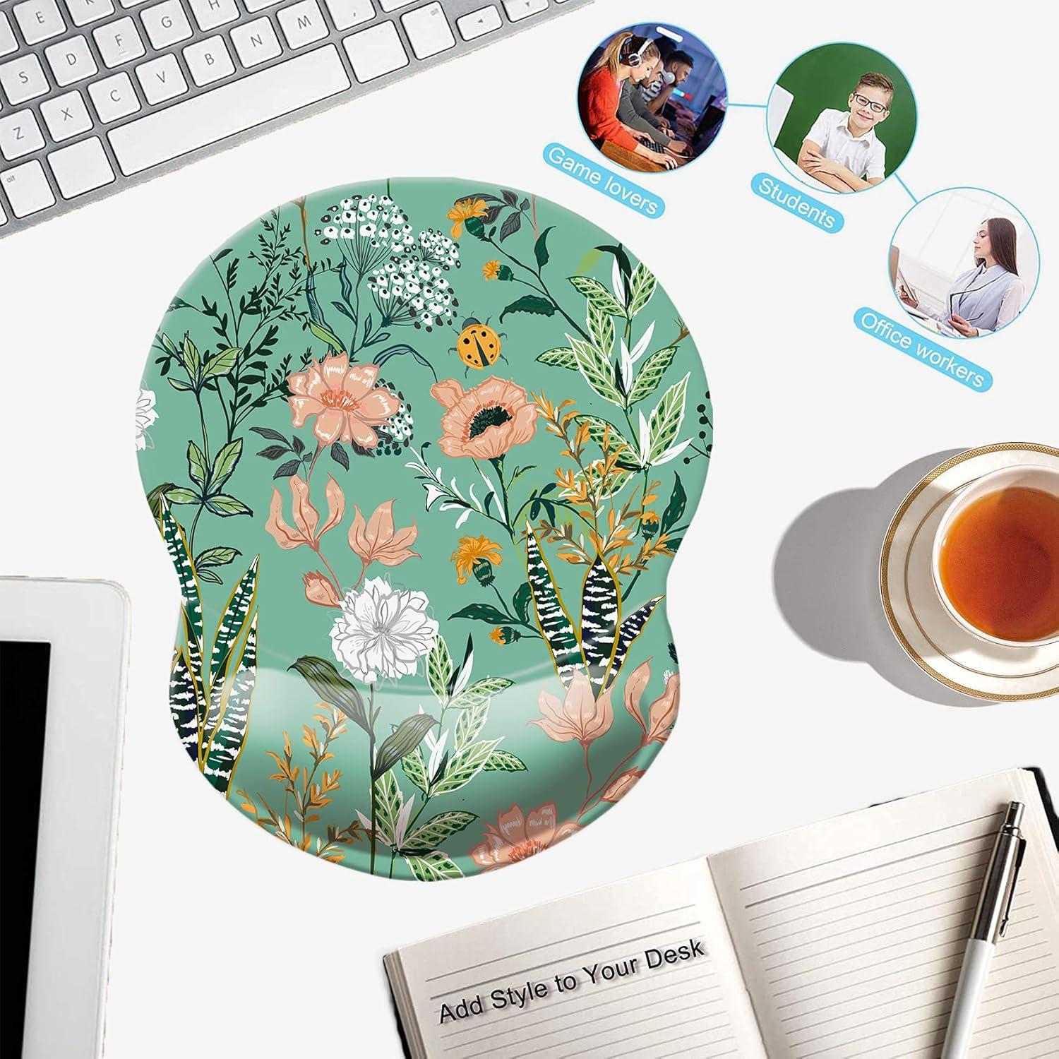 Alfombrilla de Mouse Ergonomica LESHIRY con Soporte Floral