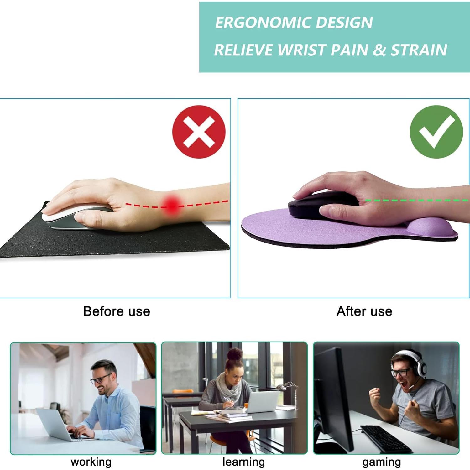 Alfombrilla de Ratón Ergonómica LIZPARE con Reposamuñecas Espuma Morado