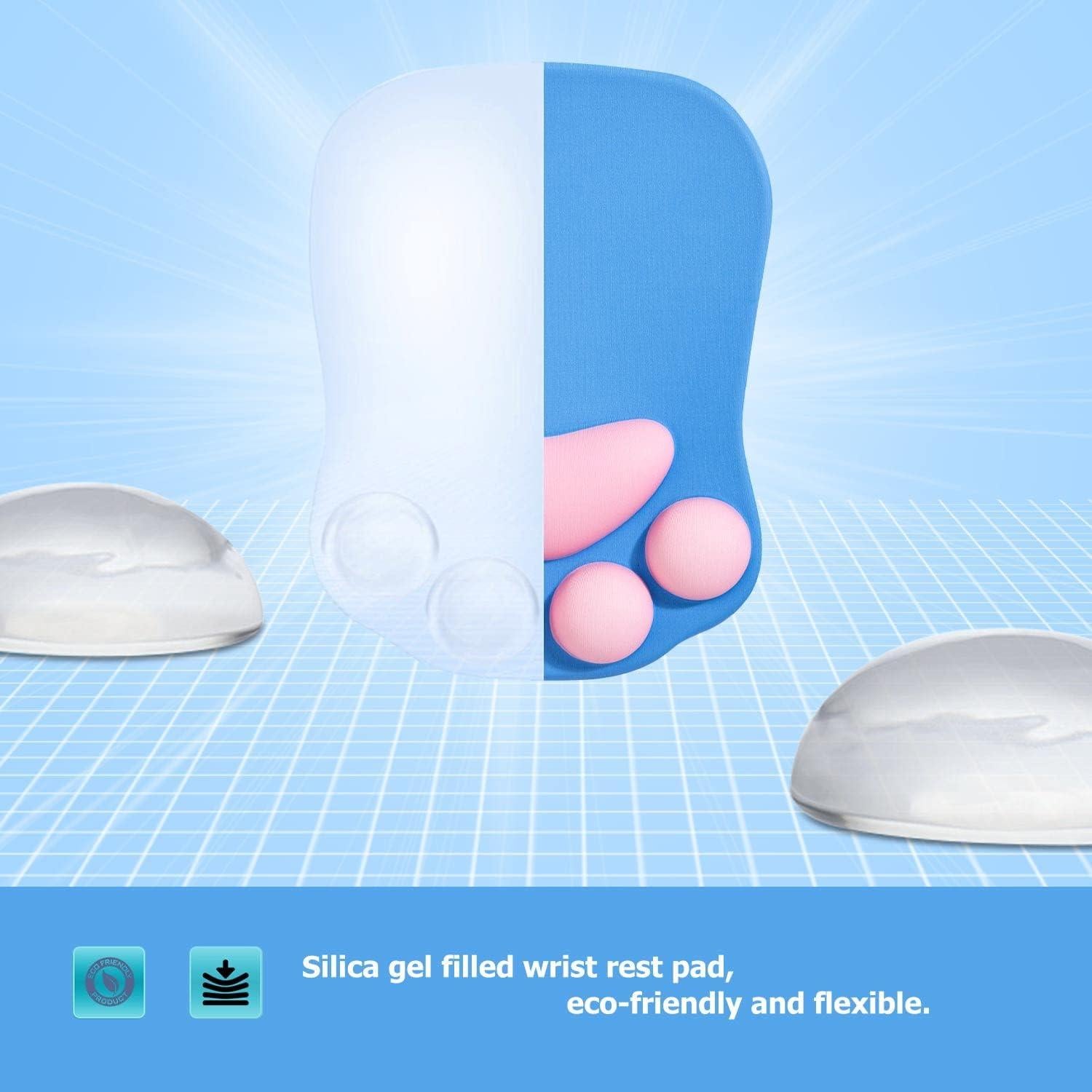 Alfombrilla de Ratón Ergonómica DOBAOJIA Patita de Gato Azul