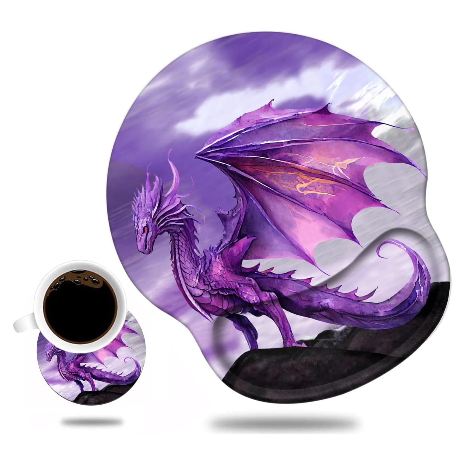 Soporte de Muñeca Ergonómico Luasao con Alfombrilla Dragón Púrpura