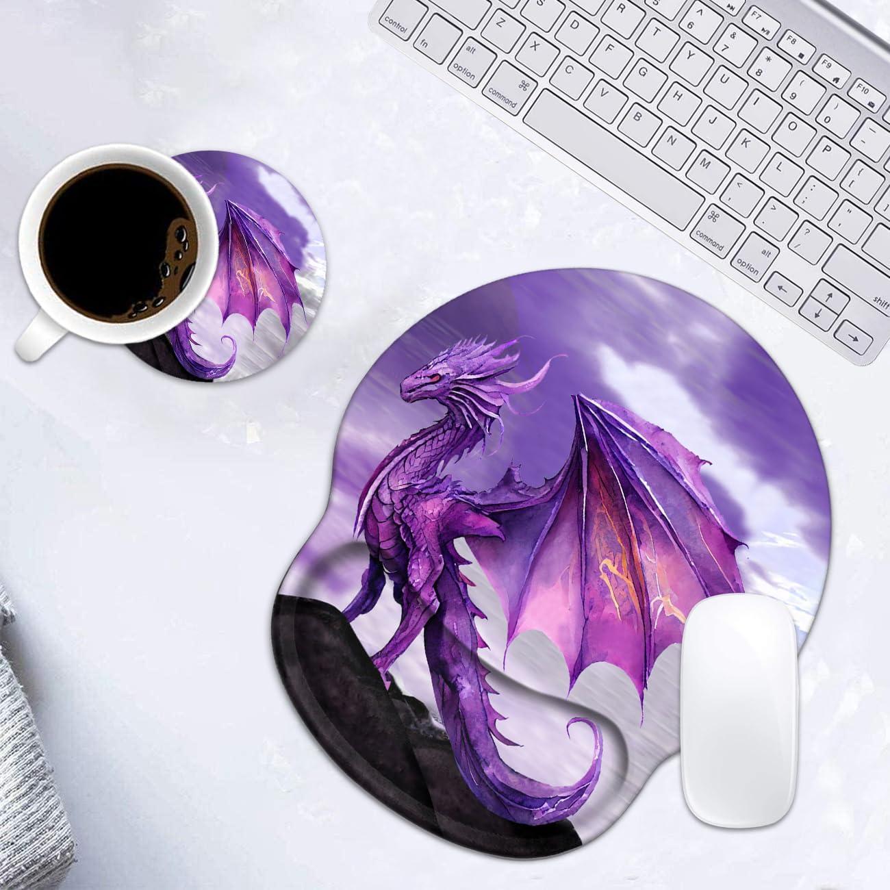 Soporte de Muñeca Ergonómico Luasao con Alfombrilla Dragón Púrpura