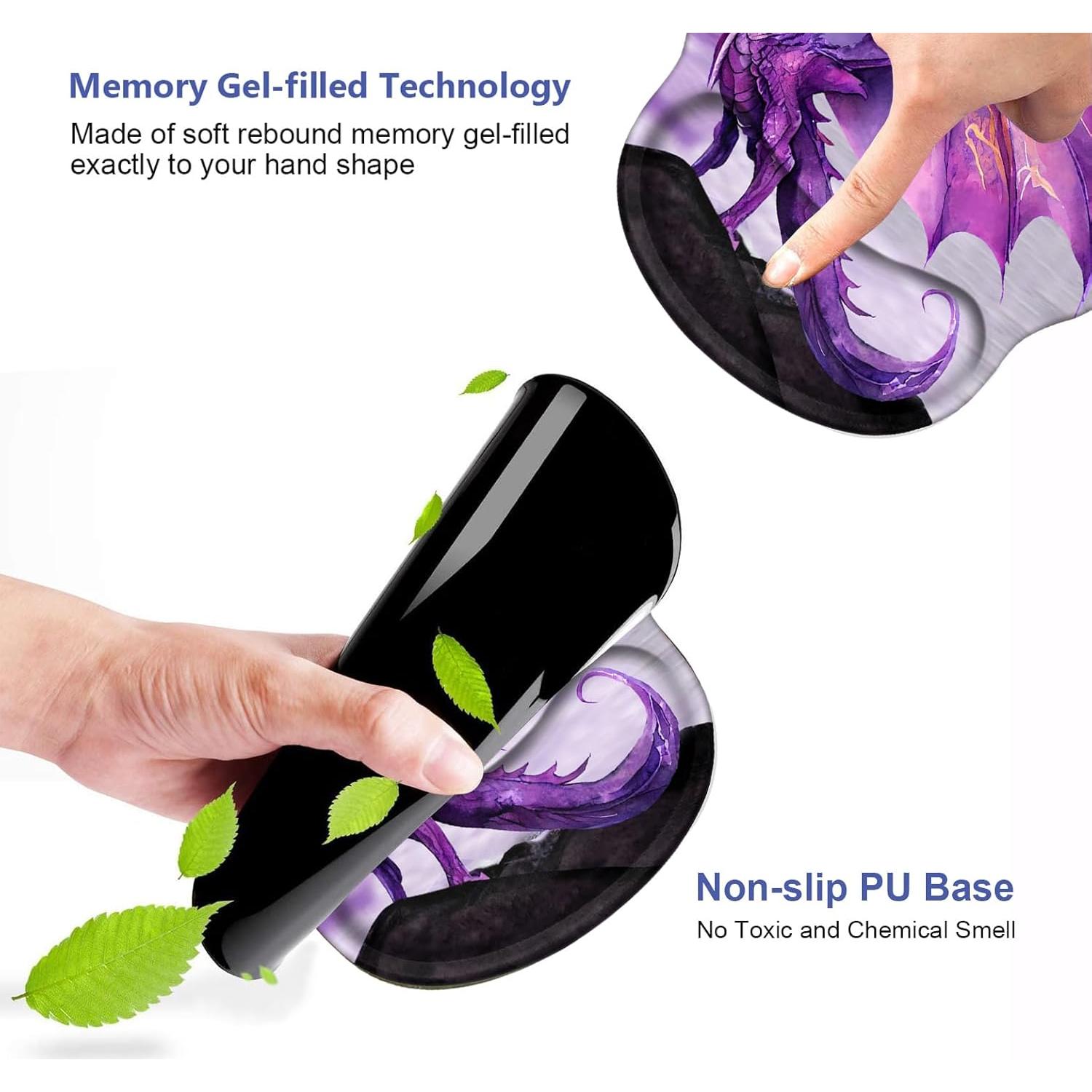 Soporte de Muñeca Ergonómico Luasao con Alfombrilla Dragón Púrpura