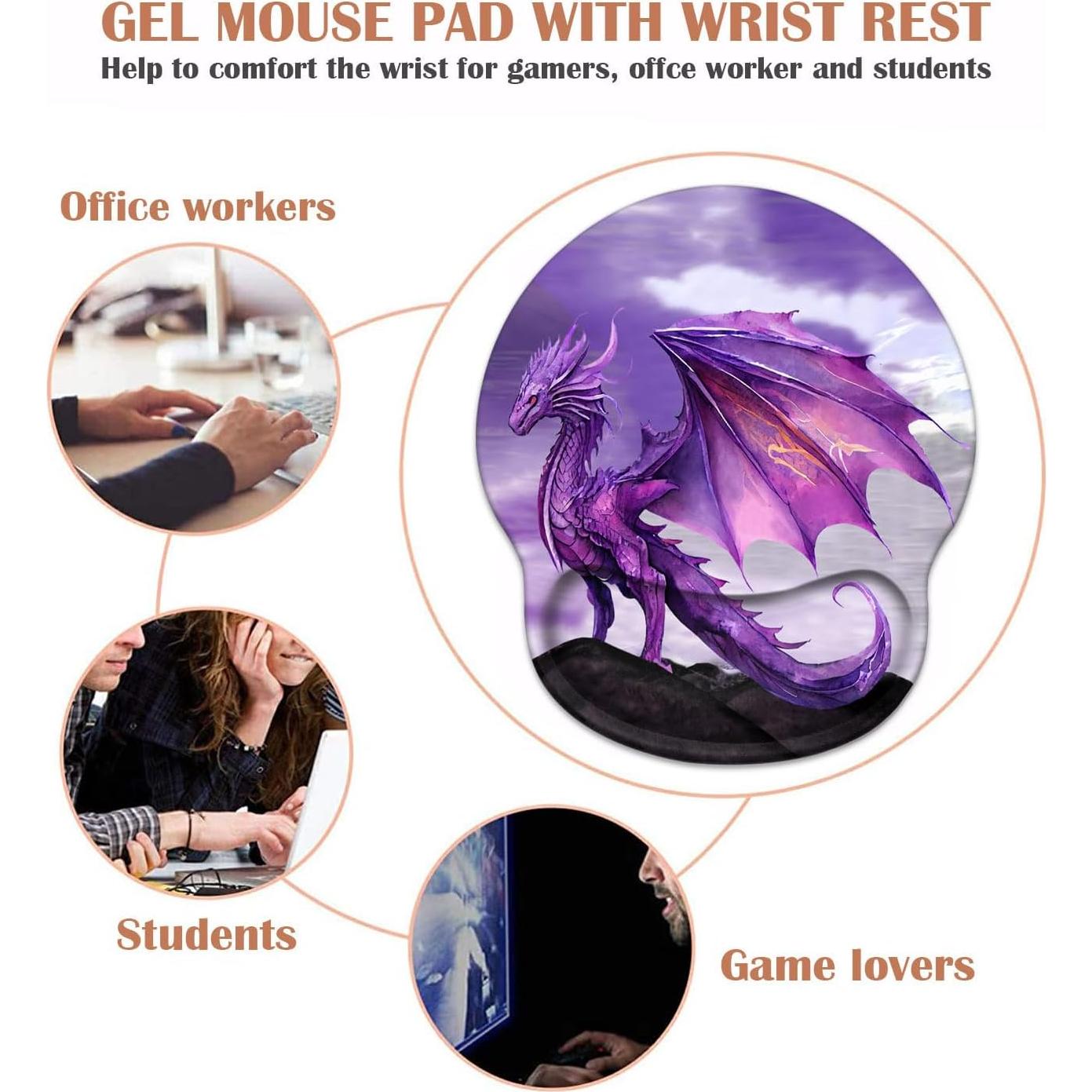 Soporte de Muñeca Ergonómico Luasao con Alfombrilla Dragón Púrpura