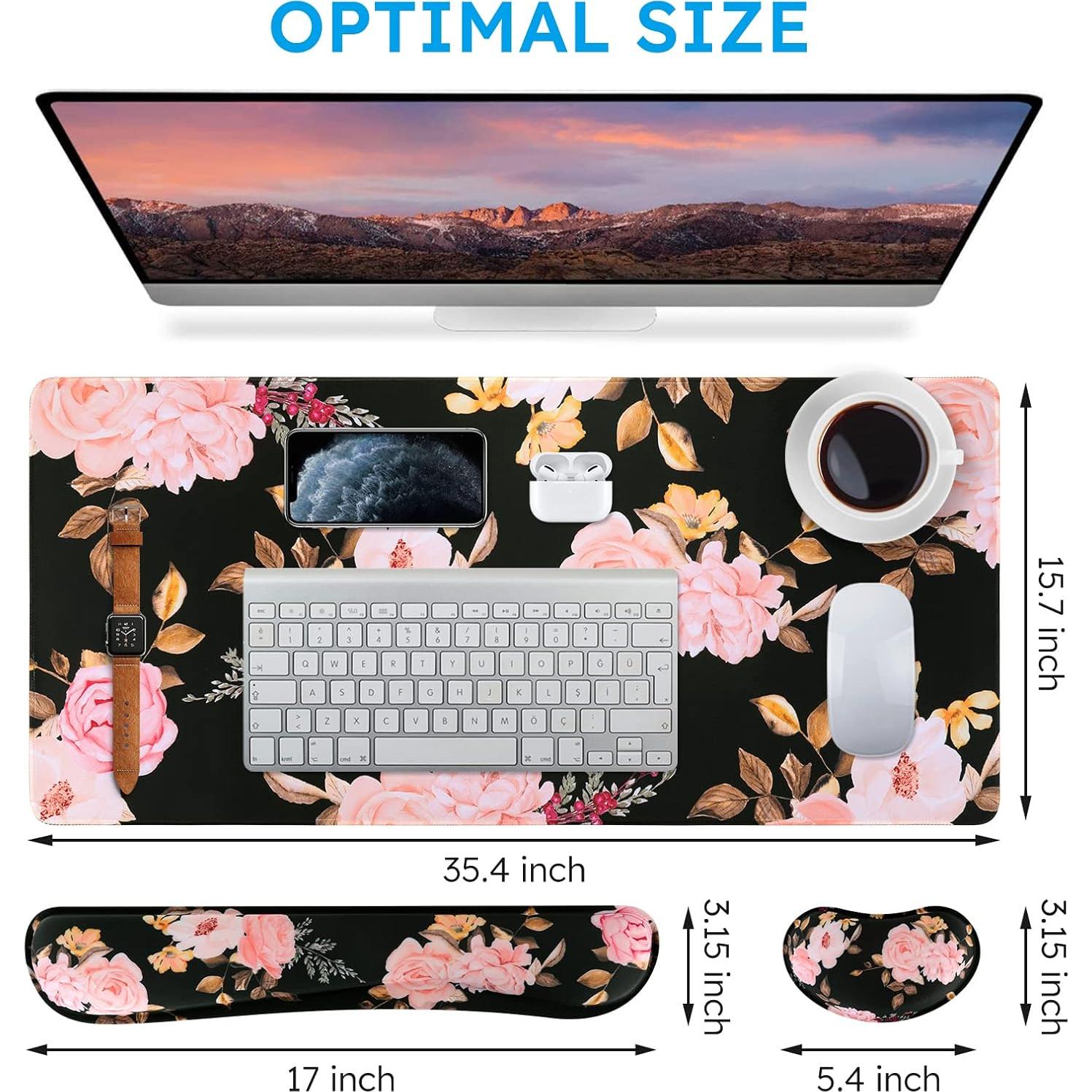 Conjunto Alfombrilla de Teclado y Ratón iCasso XXL Ergonómico